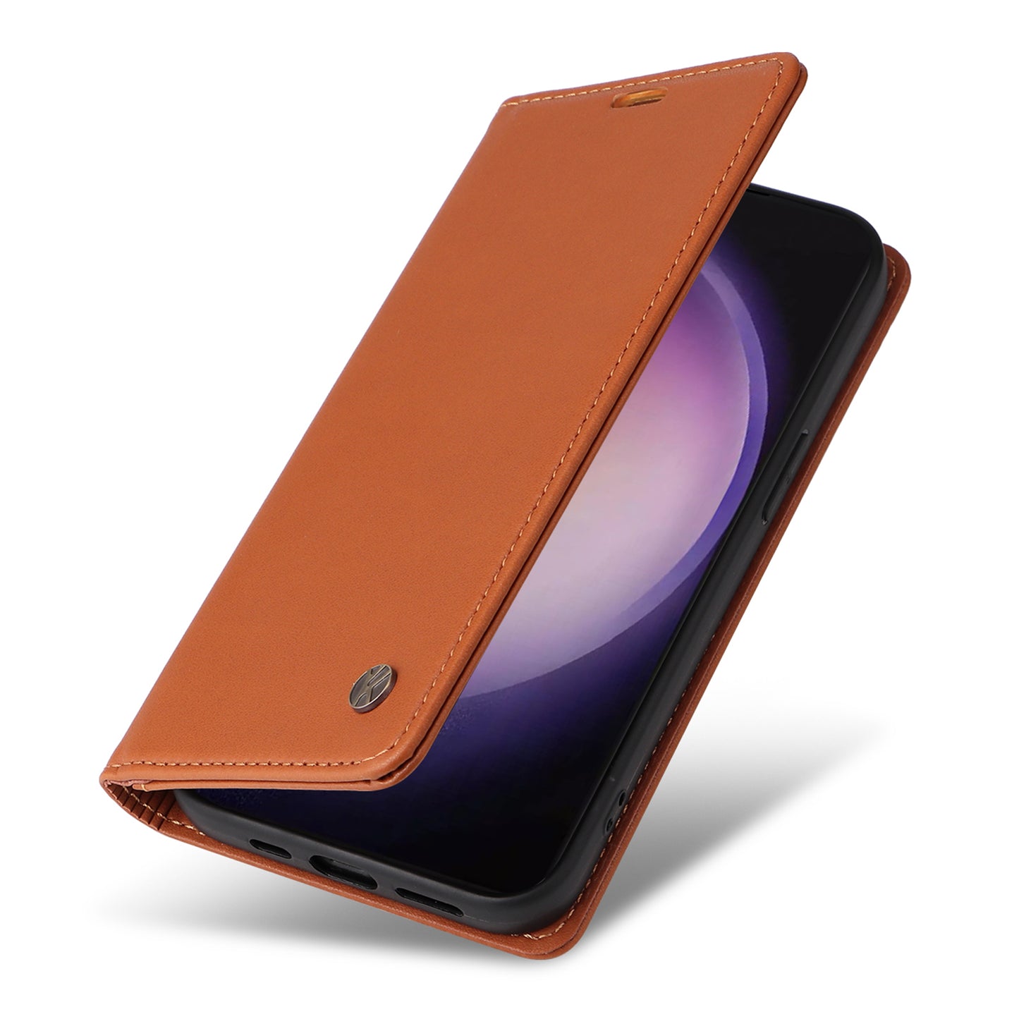 YIKATU YK-001 for Samsung Galaxy S24 Ultra Case PU Leather Magnetic Wallet Phone Cover - Brown