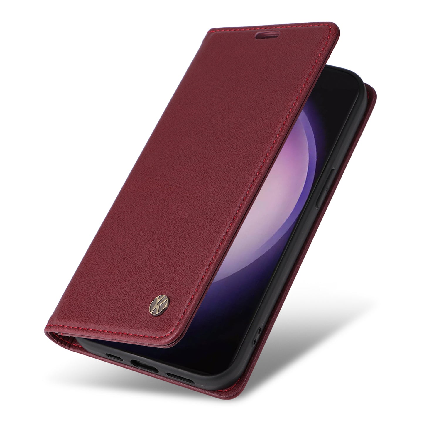 YIKATU YK-001 for Samsung Galaxy S24 Ultra Case PU Leather Magnetic Wallet Phone Cover - Wine Red