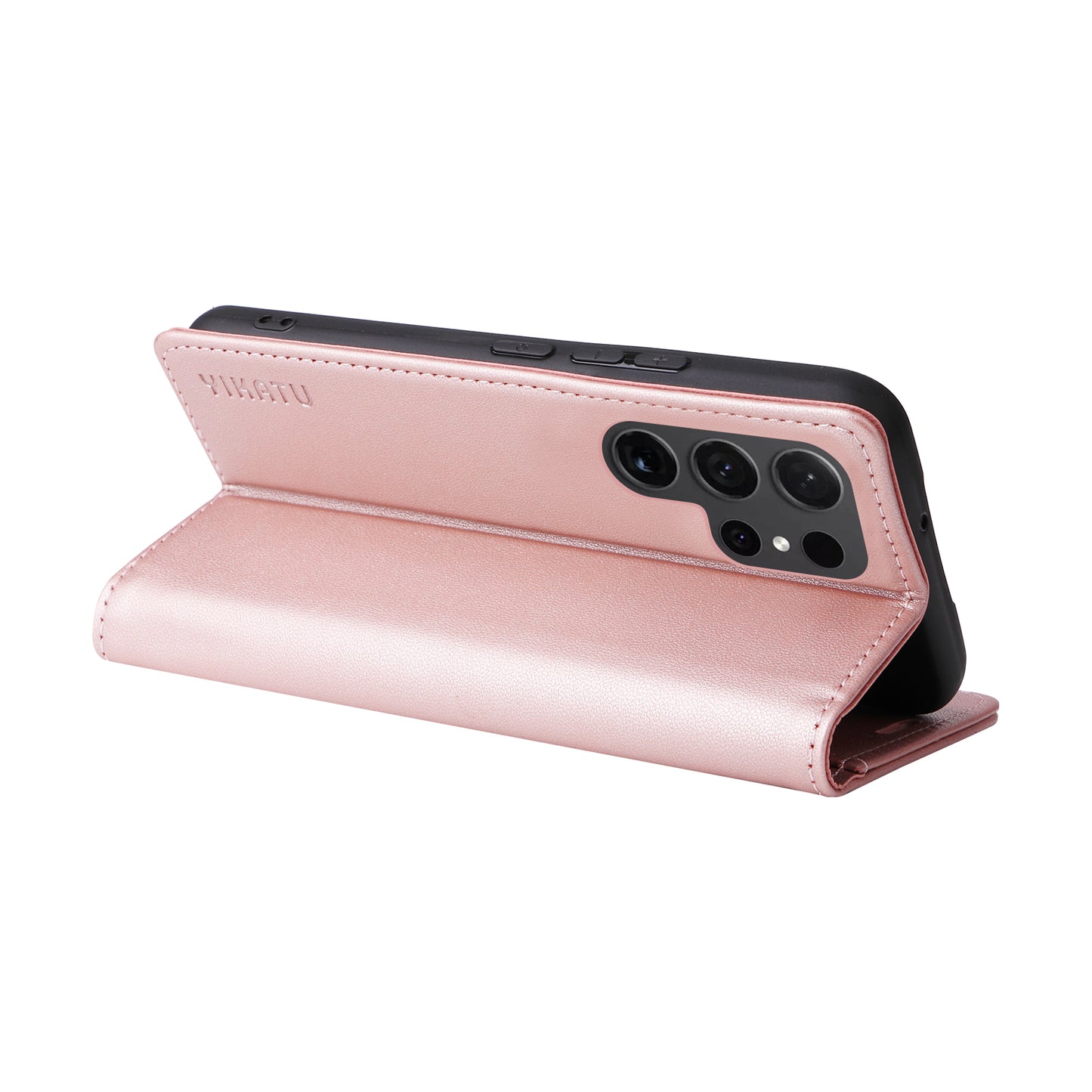YIKATU YK-001 for Samsung Galaxy S24 Ultra Case PU Leather Magnetic Wallet Phone Cover - Rose Gold