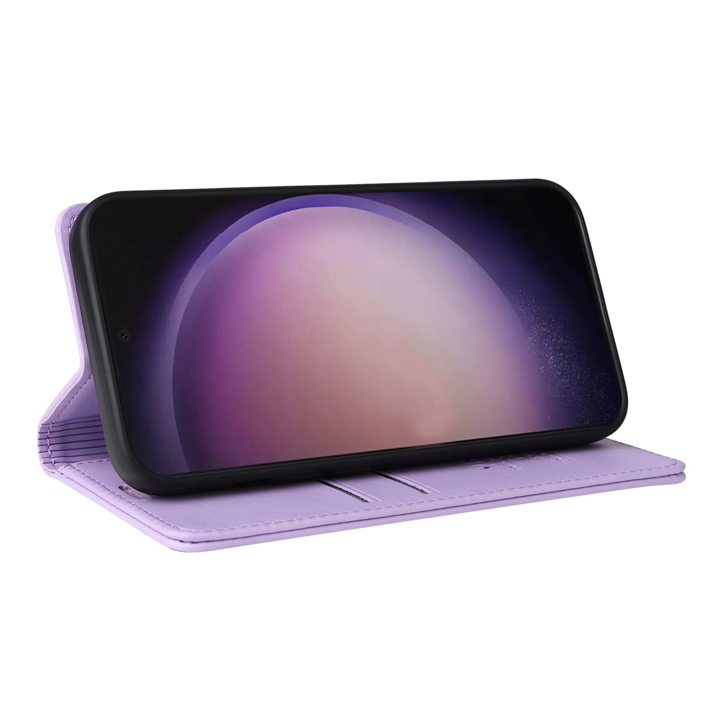 YIKATU YK-001 for Samsung Galaxy S24 Ultra Case PU Leather Magnetic Wallet Phone Cover - Light Purple