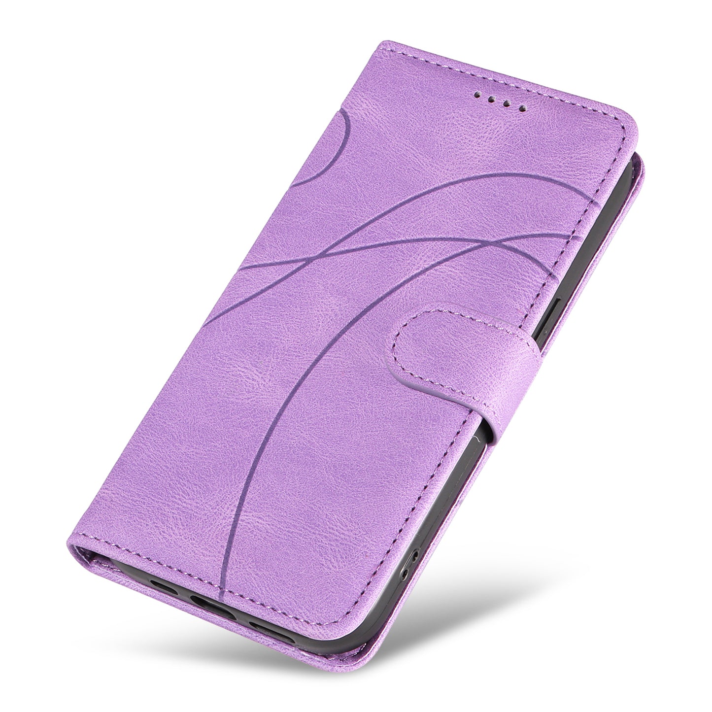 For Samsung Galaxy S24 Ultra Case PU Leather Imprinted Line Protective Phone Cover - Light Purple
