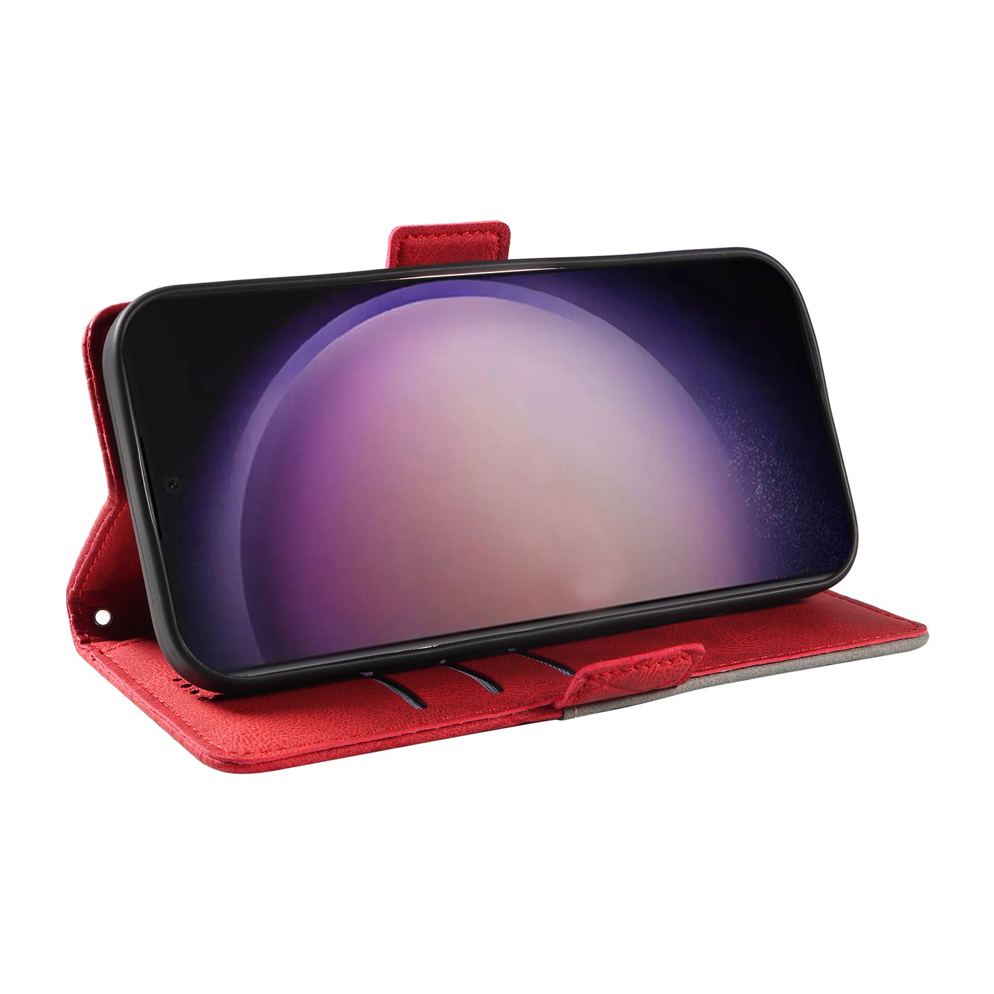 For Samsung Galaxy S24 Ultra Case Rhombus Imprinted Protective Leather Phone Cover - Red