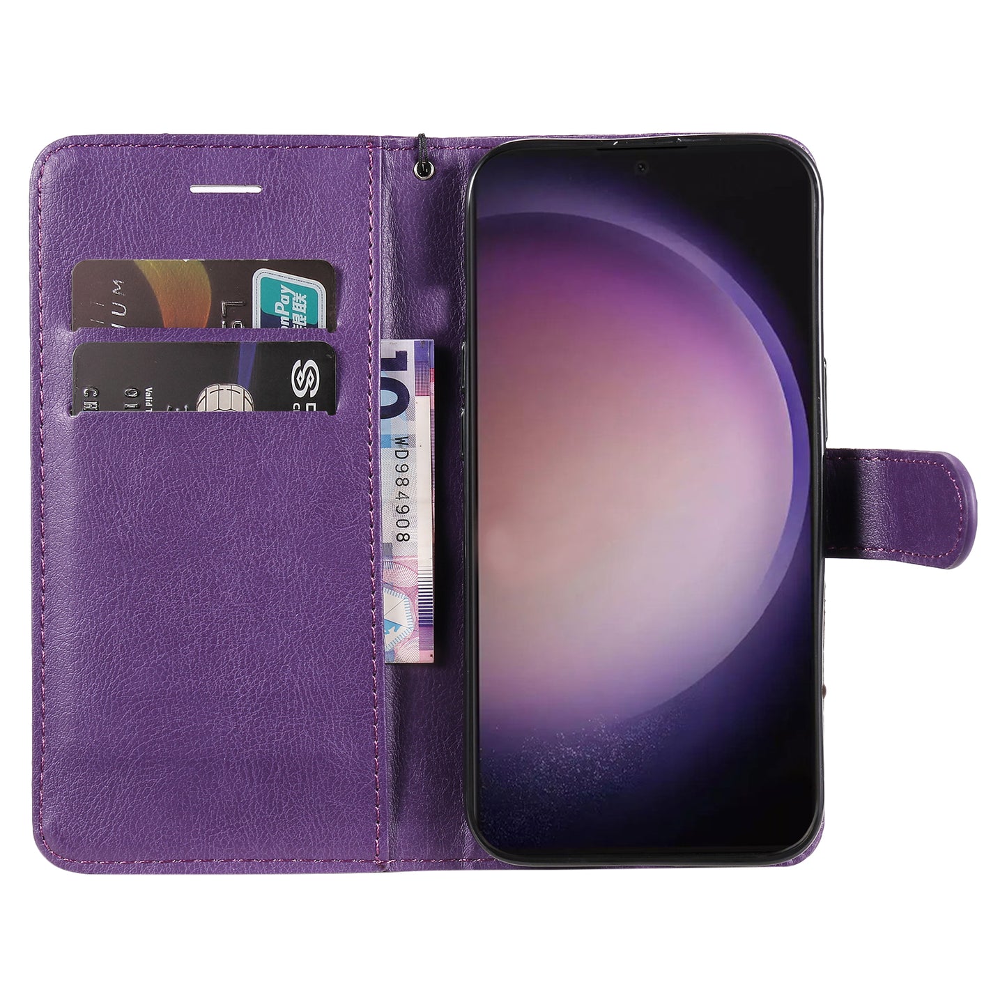 KT Leather Series-2 for Samsung Galaxy S24 Ultra Case Solid Color Anti-Drop Leather Phone Cover - Purple