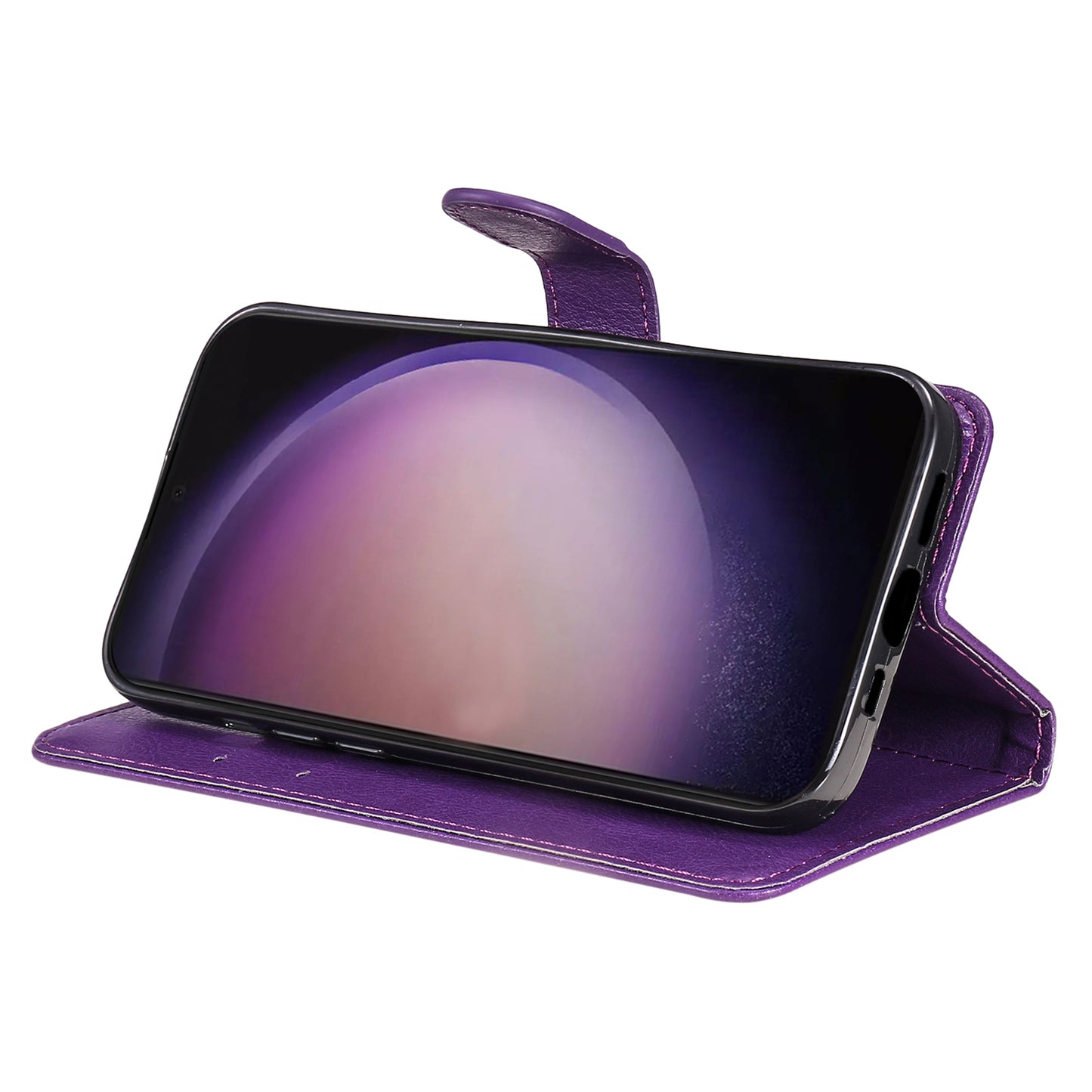 KT Leather Series-2 for Samsung Galaxy S24 Ultra Case Solid Color Anti-Drop Leather Phone Cover - Purple