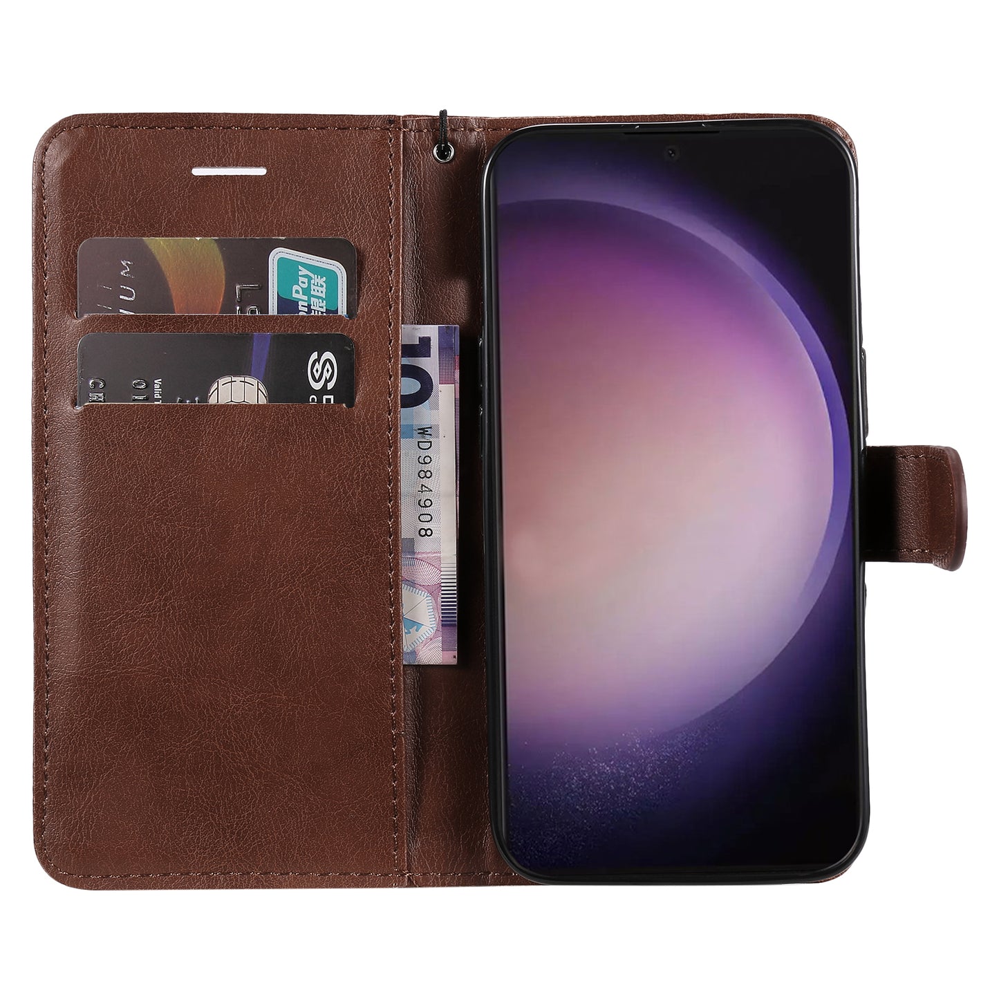 KT Leather Series-2 for Samsung Galaxy S24 Ultra Case Solid Color Anti-Drop Leather Phone Cover - Brown