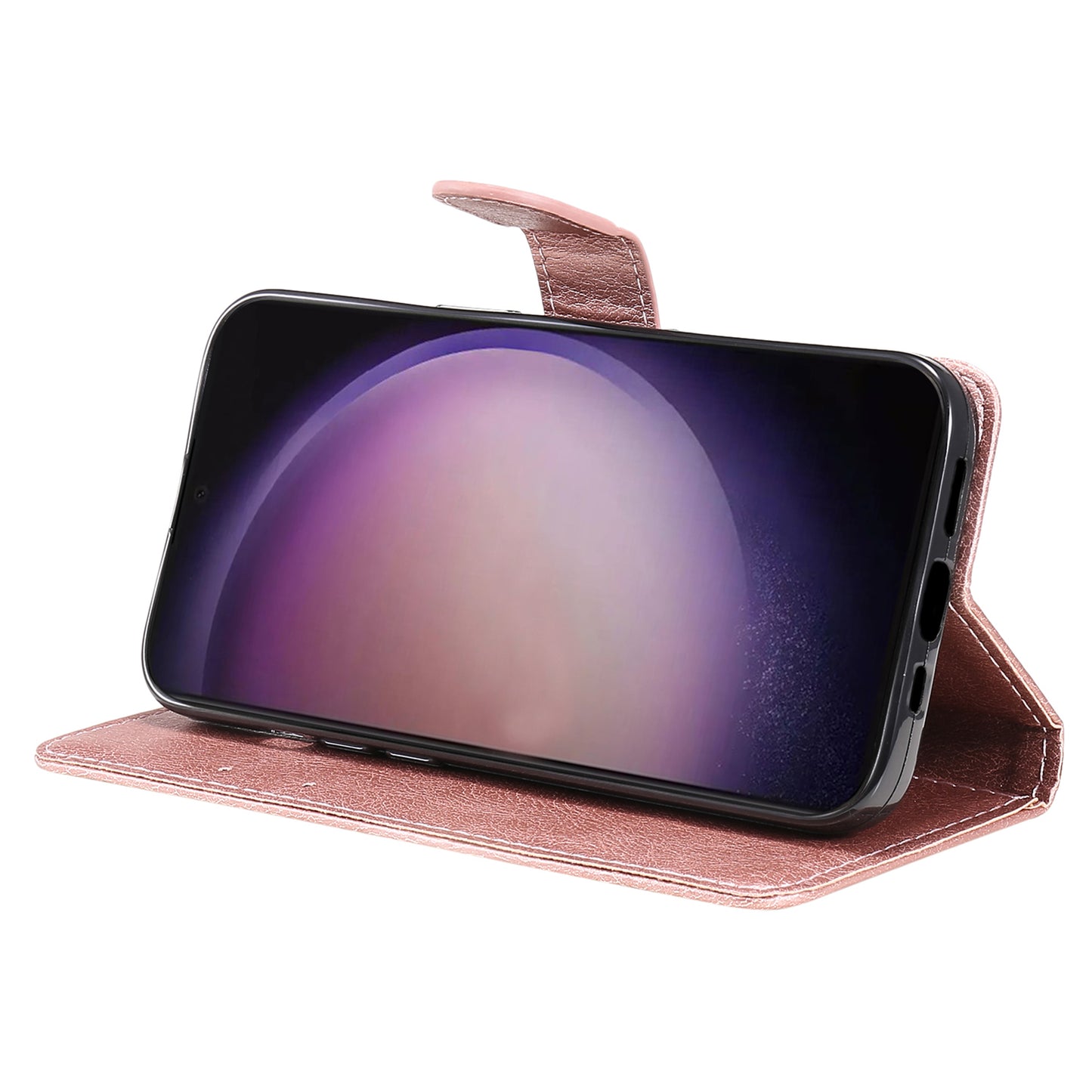 KT Leather Series-2 for Samsung Galaxy S24 Ultra Case Solid Color Anti-Drop Leather Phone Cover - Rose Gold