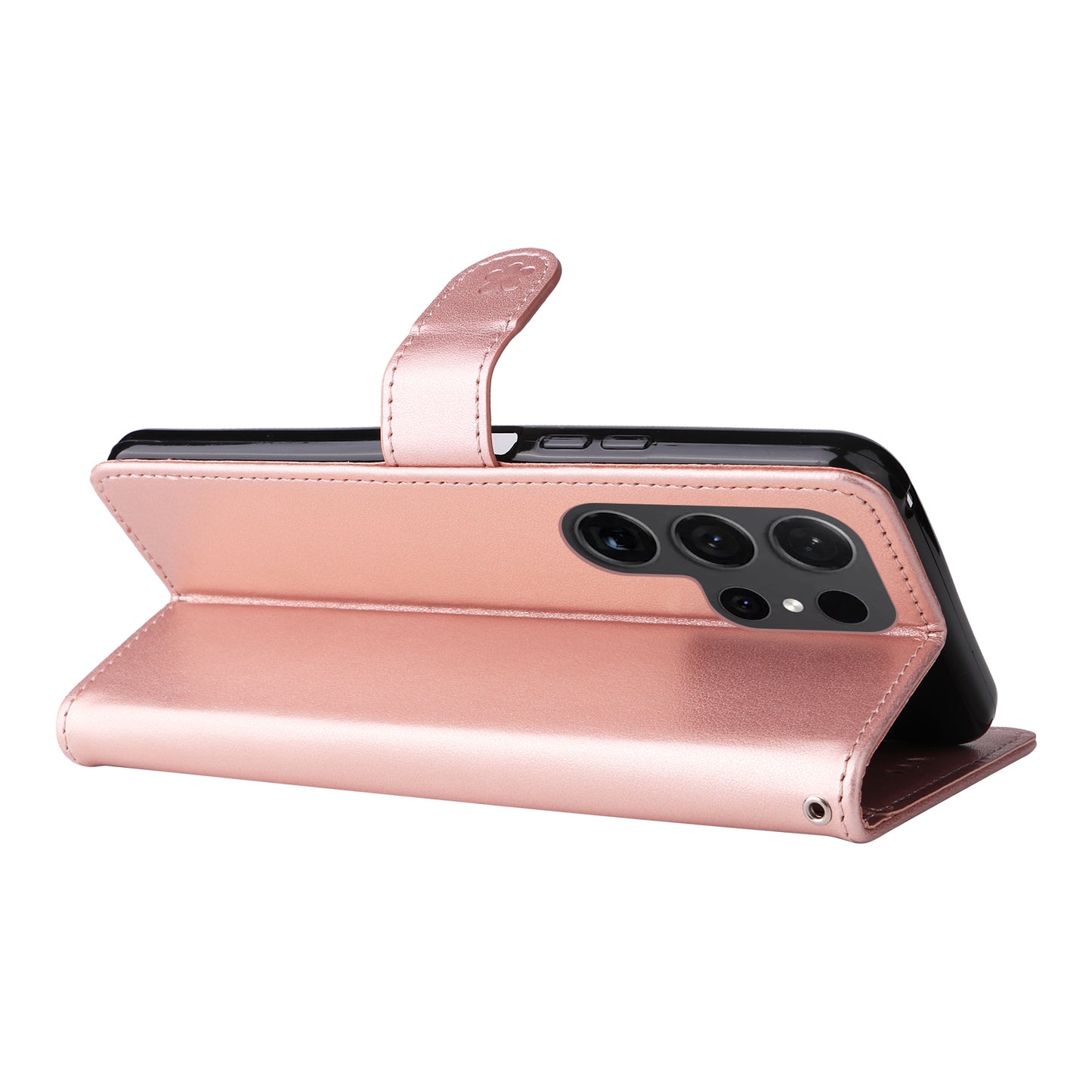 For Samsung Galaxy S24 Ultra Case KT Imprinting Flower Series-4 Cat Imprinted Shockproof Phone Cover - Rose Gold