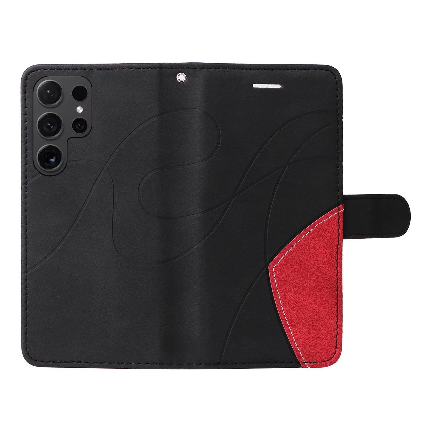 KT Leather Series-1 Wallet Phone Case for Samsung Galaxy S24 Ultra Case Splicing PU Leather Phone Cover - Black