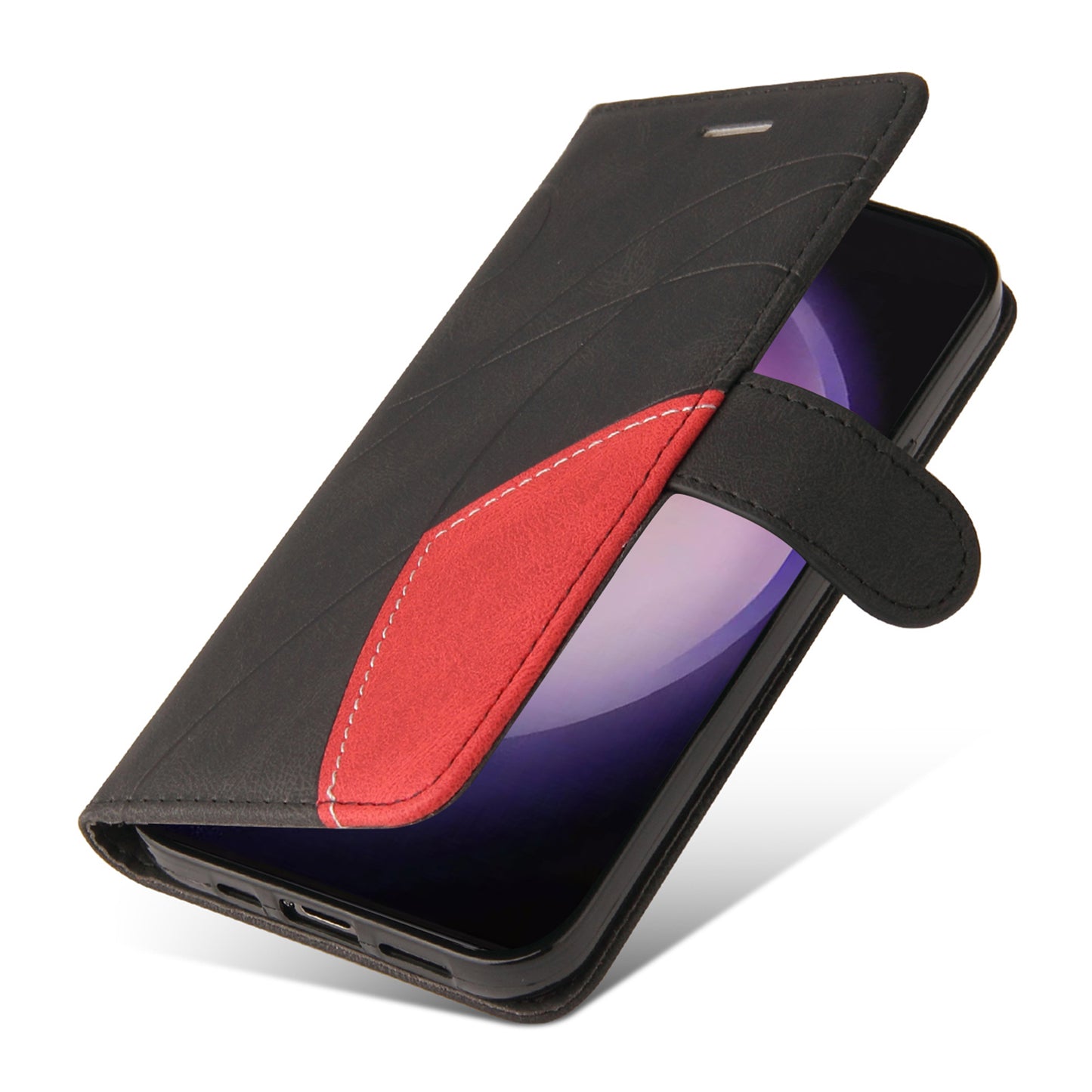 KT Leather Series-1 Wallet Phone Case for Samsung Galaxy S24 Ultra Case Splicing PU Leather Phone Cover - Black