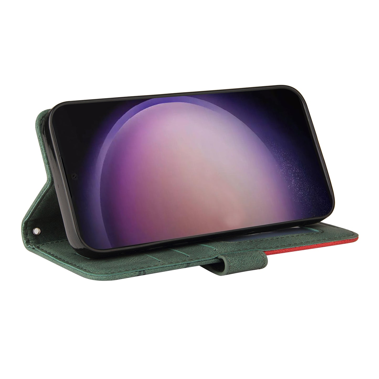 KT Leather Series-1 Wallet Phone Case for Samsung Galaxy S24 Ultra Case Splicing PU Leather Phone Cover - Green
