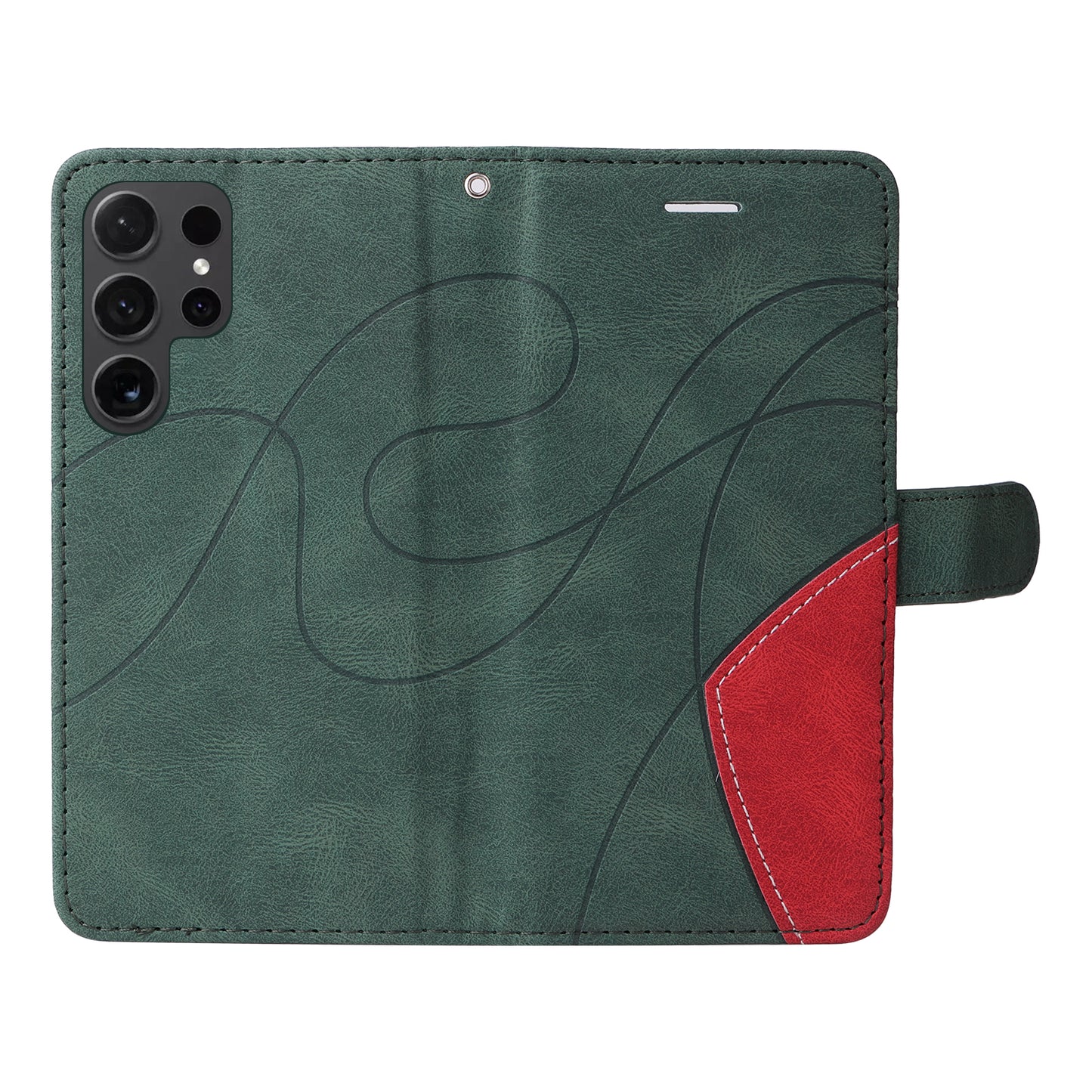 KT Leather Series-1 Wallet Phone Case for Samsung Galaxy S24 Ultra Case Splicing PU Leather Phone Cover - Green