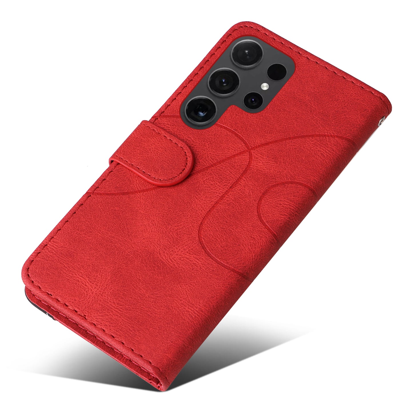 KT Leather Series-1 Wallet Phone Case for Samsung Galaxy S24 Ultra Case Splicing PU Leather Phone Cover - Red