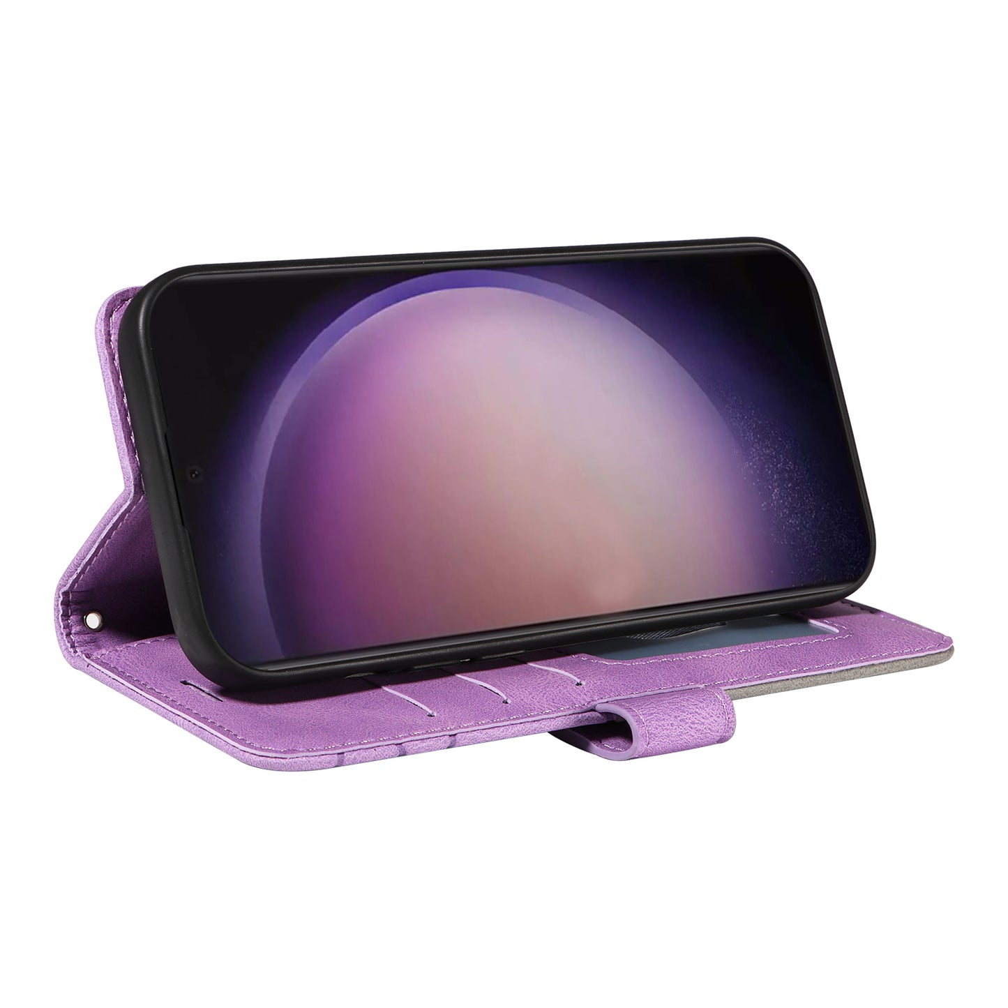 KT Leather Series-1 Wallet Phone Case for Samsung Galaxy S24 Ultra Case Splicing PU Leather Phone Cover - Light Purple