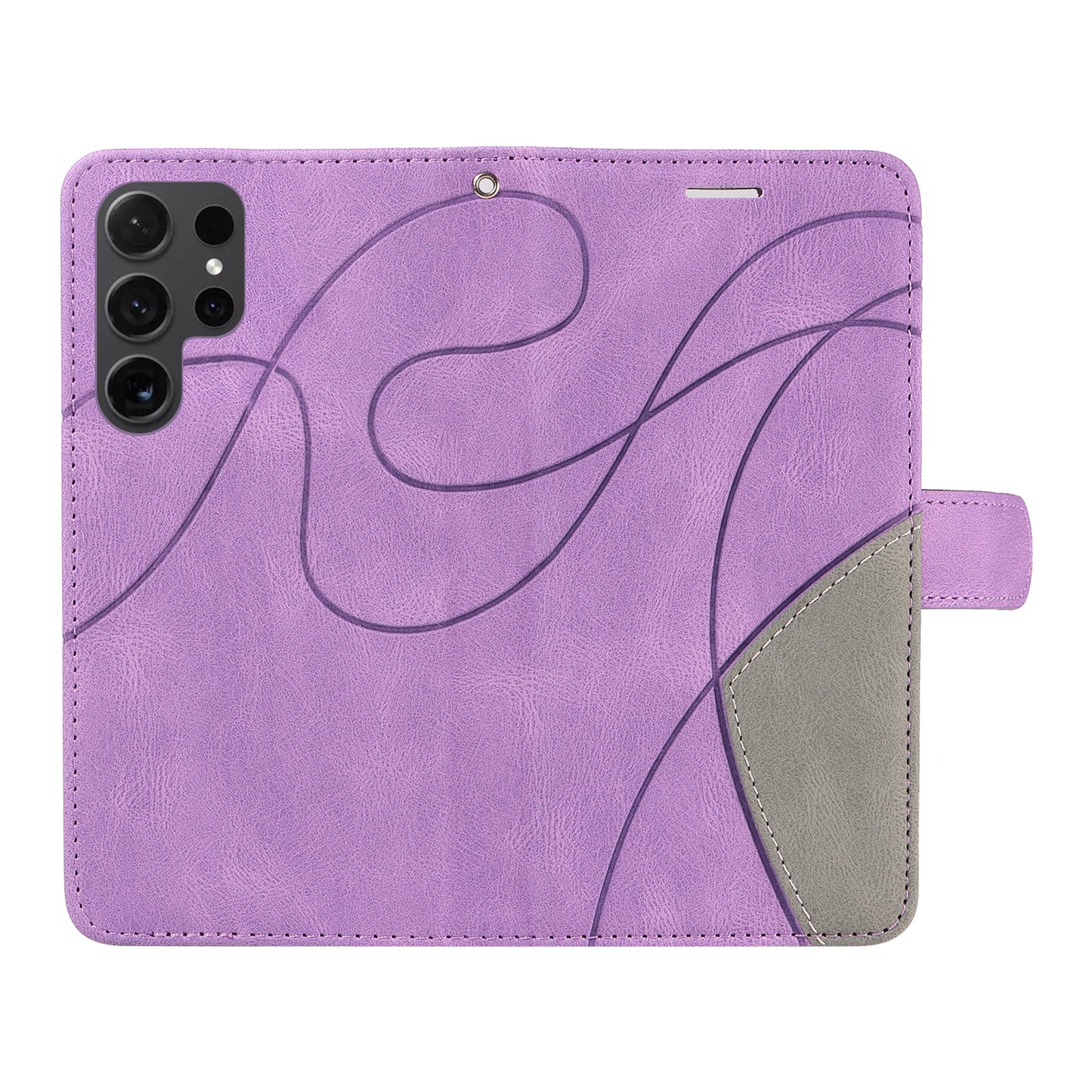KT Leather Series-1 Wallet Phone Case for Samsung Galaxy S24 Ultra Case Splicing PU Leather Phone Cover - Light Purple