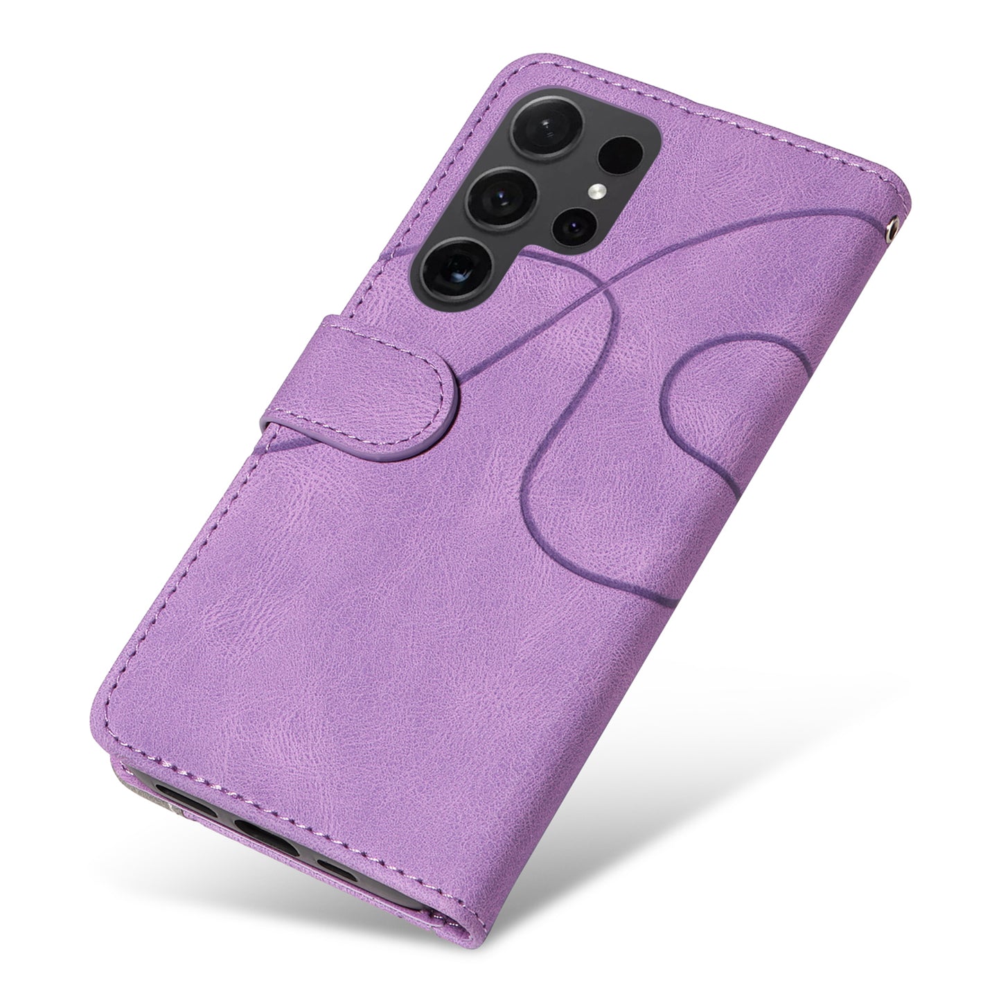 KT Leather Series-1 Wallet Phone Case for Samsung Galaxy S24 Ultra Case Splicing PU Leather Phone Cover - Light Purple