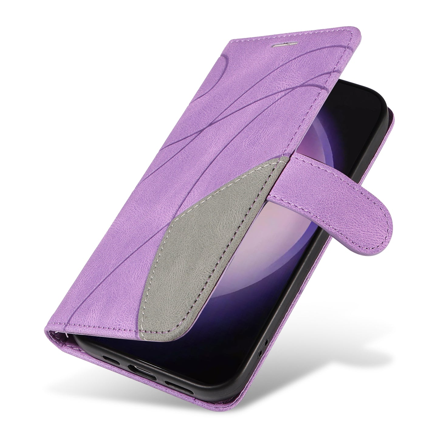 KT Leather Series-1 Wallet Phone Case for Samsung Galaxy S24 Ultra Case Splicing PU Leather Phone Cover - Light Purple