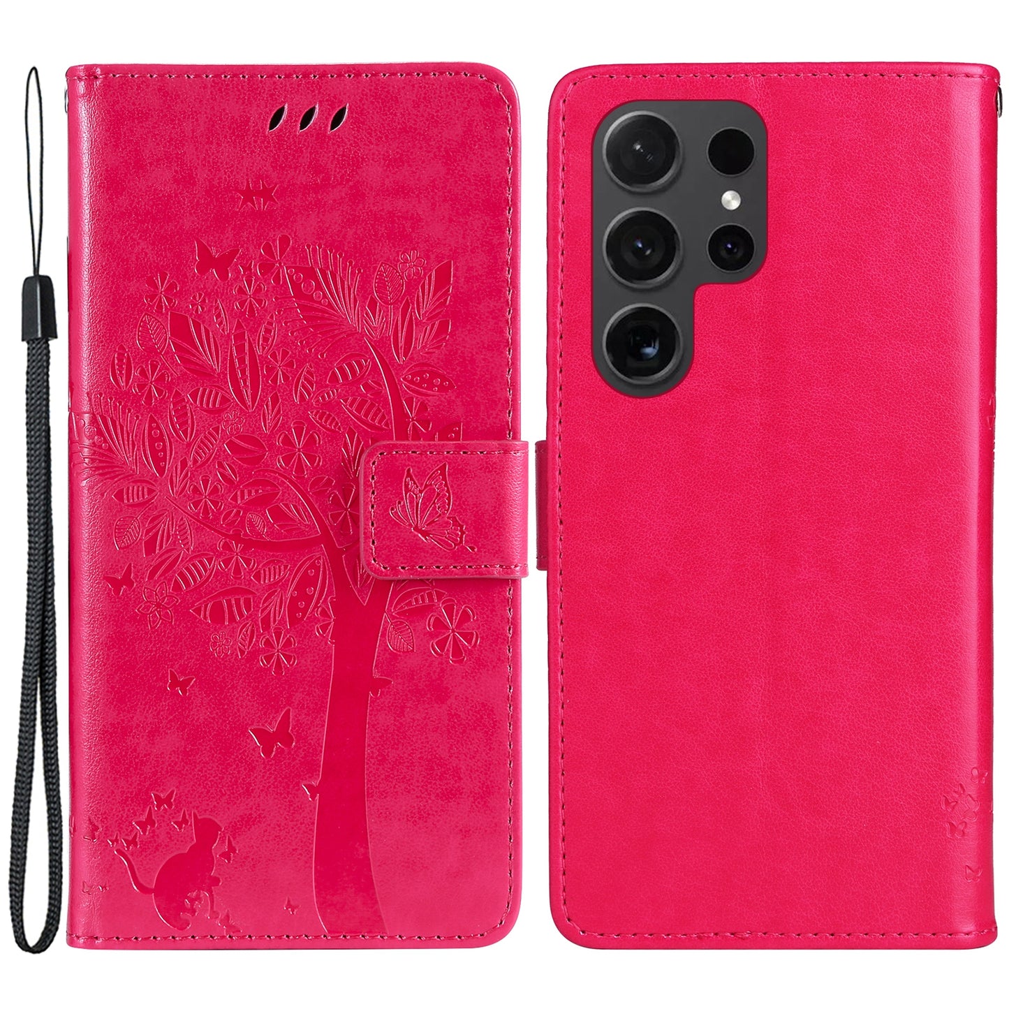 For Samsung Galaxy S24 Ultra Case KT Imprinting Flower Series-3 Shockproof Wallet Phone Shell - Rose