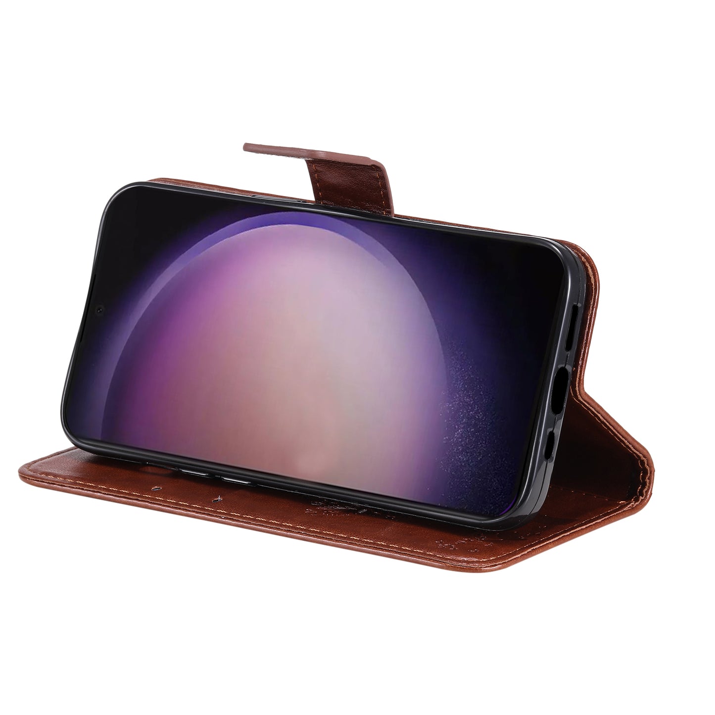 For Samsung Galaxy S24 Ultra Case KT Imprinting Flower Series-3 Shockproof Wallet Phone Shell - Coffee