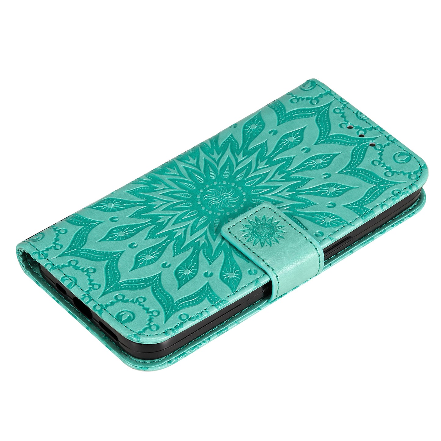 KT Imprinting Flower Series-1 For Samsung Galaxy S24 Ultra Case PU Leather Phone Wallet Cover - Green