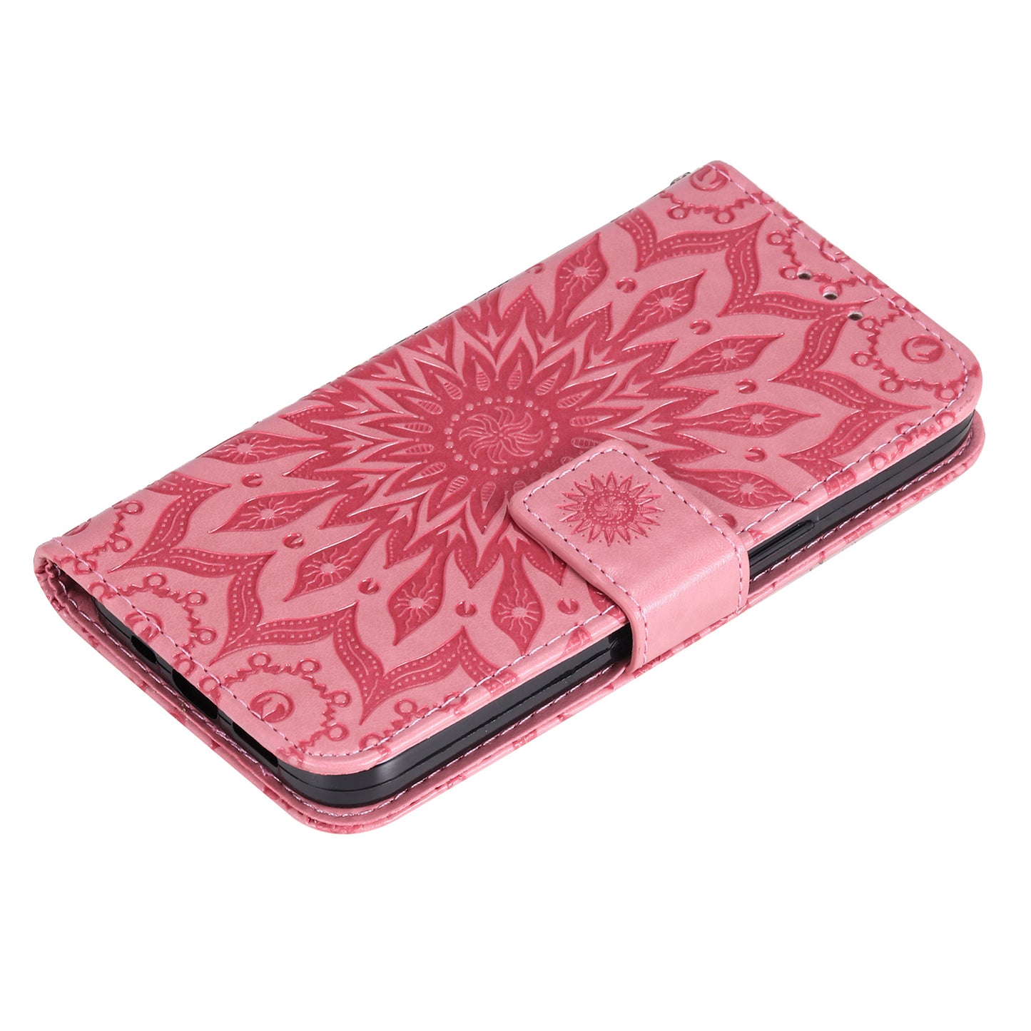 KT Imprinting Flower Series-1 For Samsung Galaxy S24 Ultra Case PU Leather Phone Wallet Cover - Pink