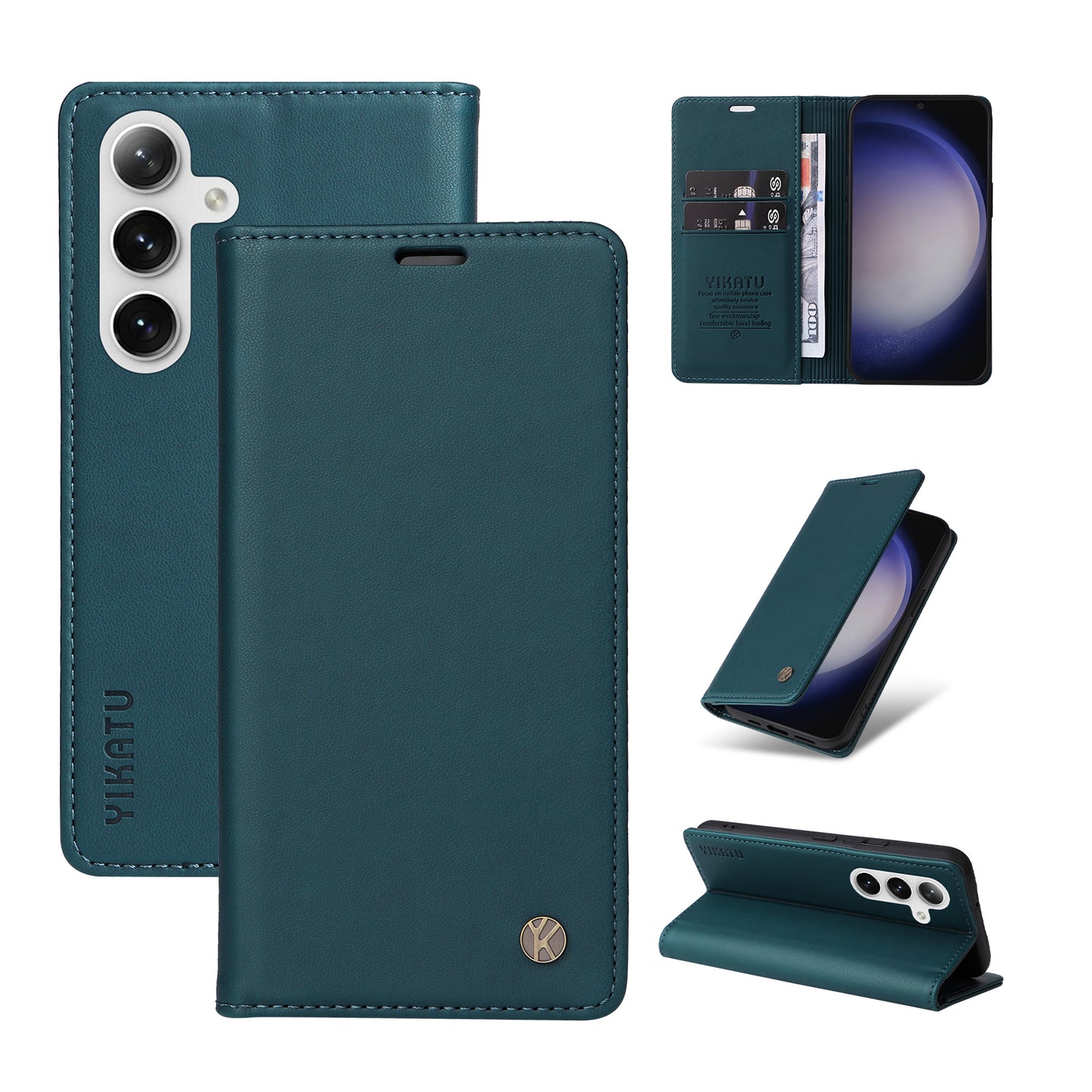 YIKATU YK-001 For Samsung Galaxy S24+ Case Magnetic Auto Closing Leather Phone Cover - Green
