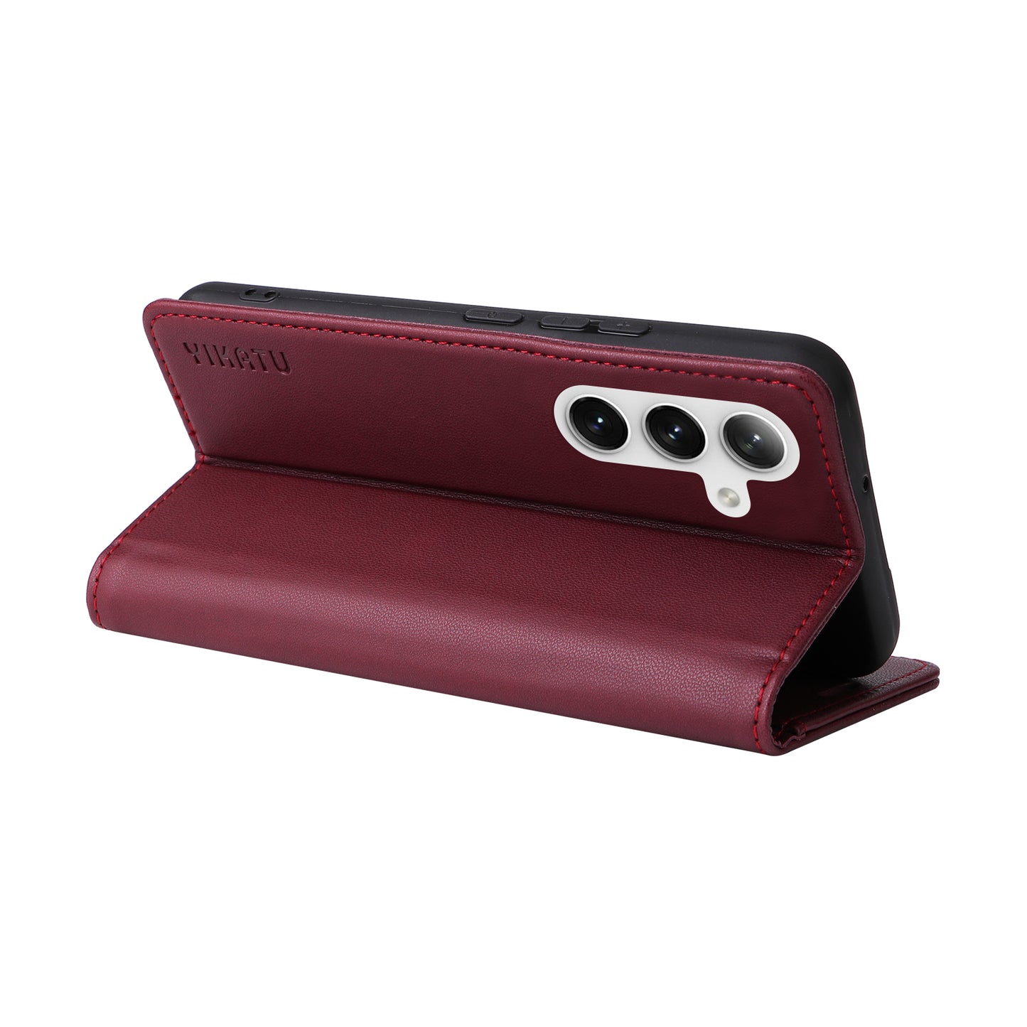 YIKATU YK-001 For Samsung Galaxy S24+ Case Magnetic Auto Closing Leather Phone Cover - Wine Red