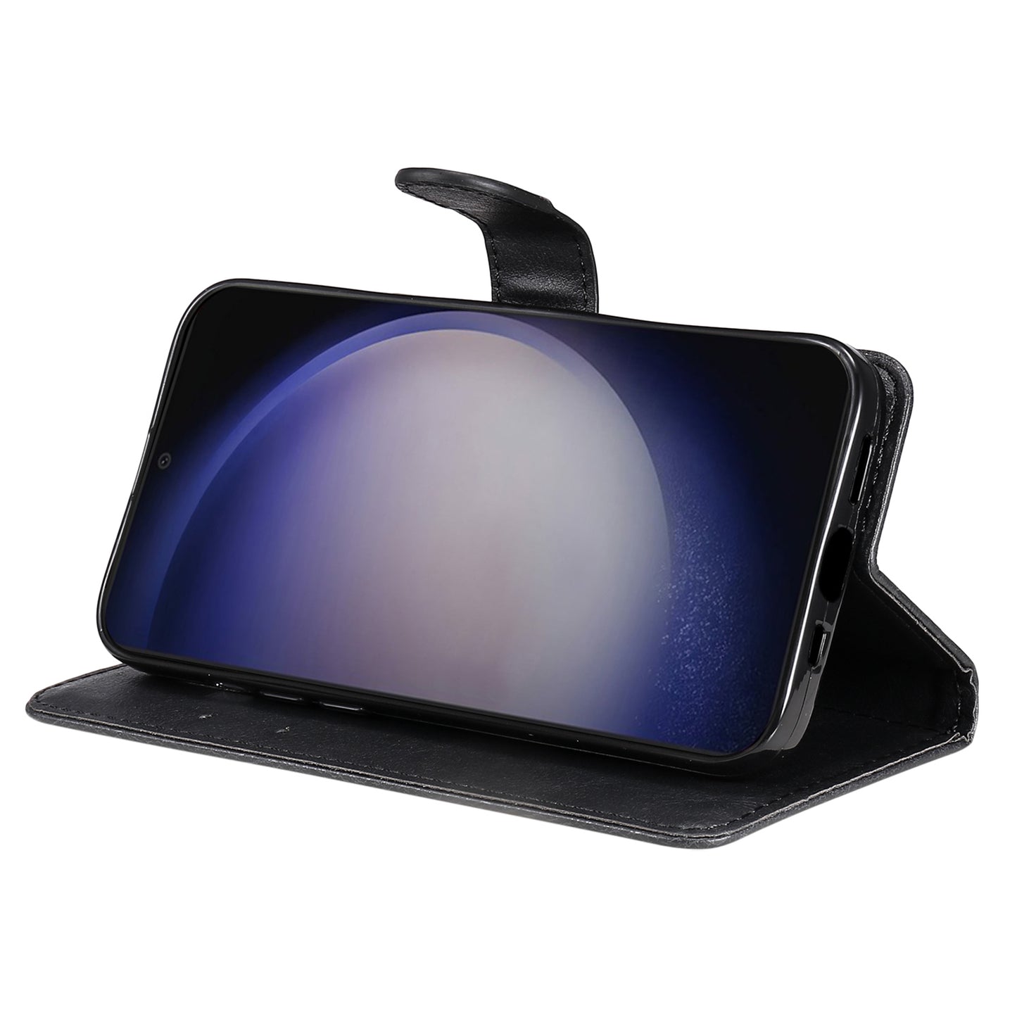 KT Leather Series-2 For Samsung Galaxy S24+ Case Solid Color Leather Phone Wallet Cover - Black