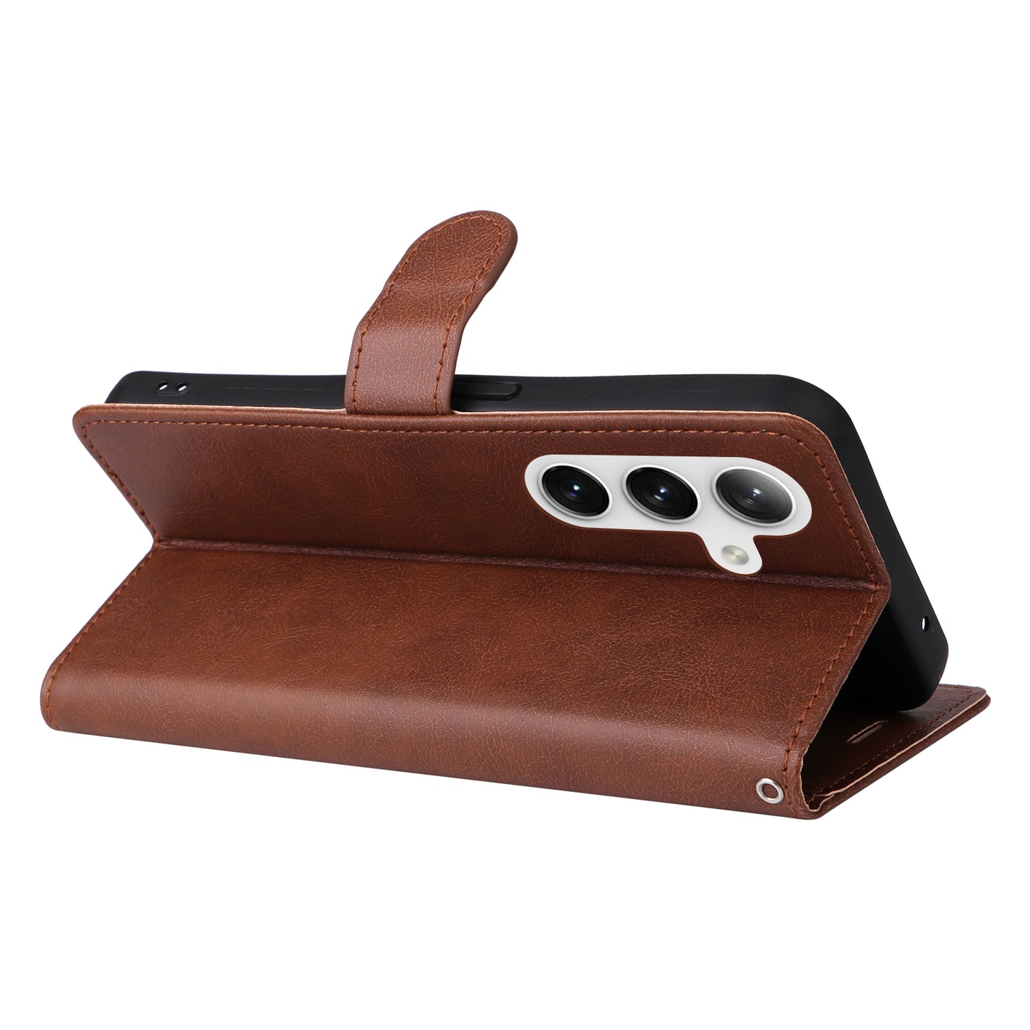 KT Leather Series-2 For Samsung Galaxy S24+ Case Solid Color Leather Phone Wallet Cover - Brown