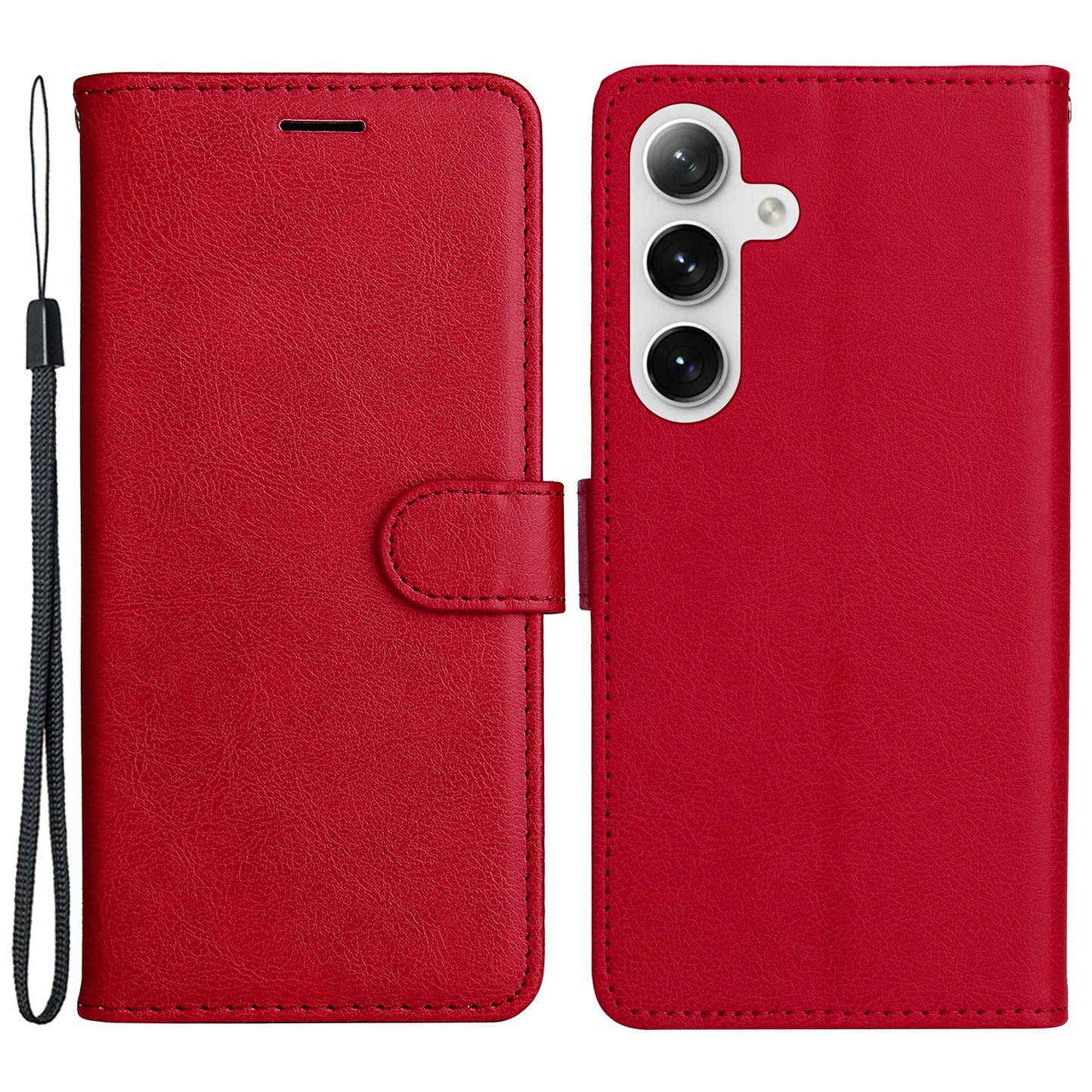 KT Leather Series-2 For Samsung Galaxy S24+ Case Solid Color Leather Phone Wallet Cover - Red