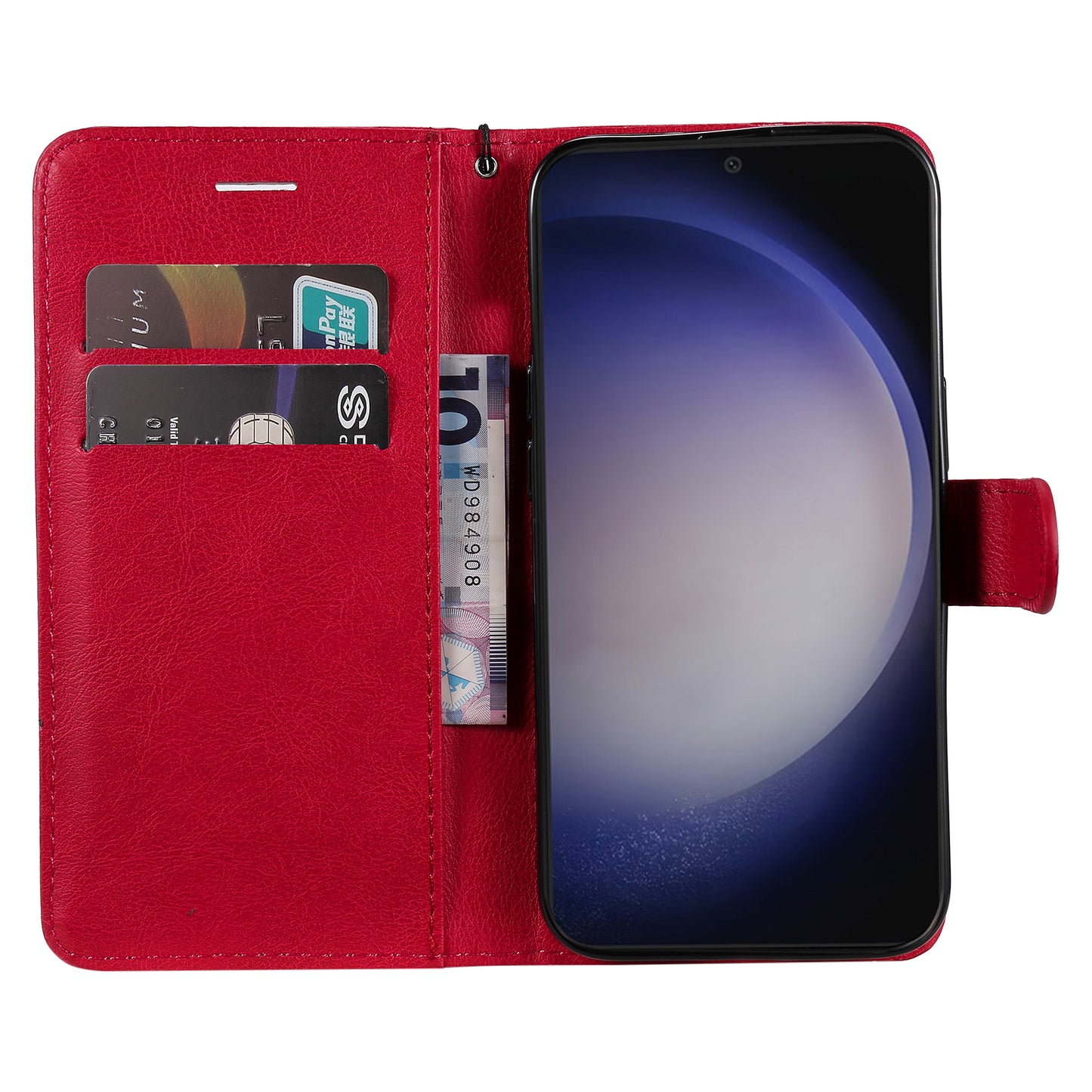 KT Leather Series-2 For Samsung Galaxy S24+ Case Solid Color Leather Phone Wallet Cover - Red