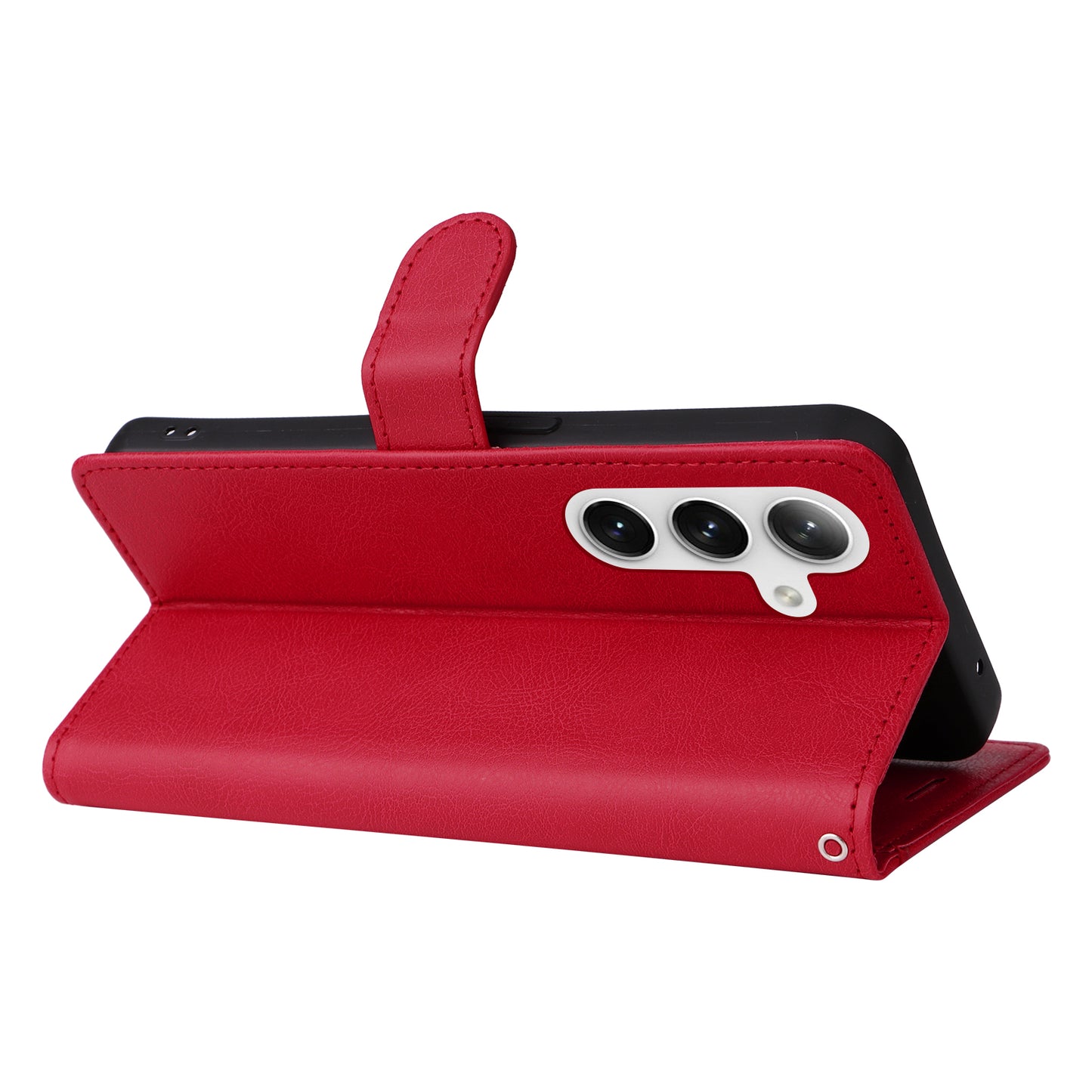 KT Leather Series-2 For Samsung Galaxy S24+ Case Solid Color Leather Phone Wallet Cover - Red
