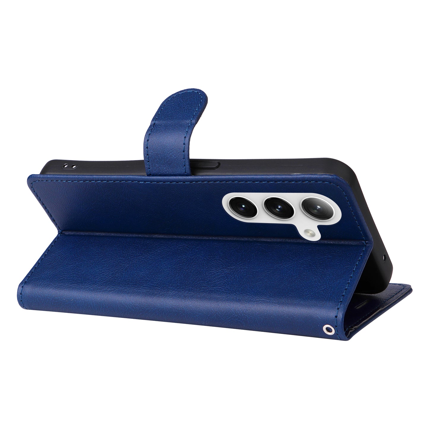 KT Leather Series-2 For Samsung Galaxy S24+ Case Solid Color Leather Phone Wallet Cover - Blue