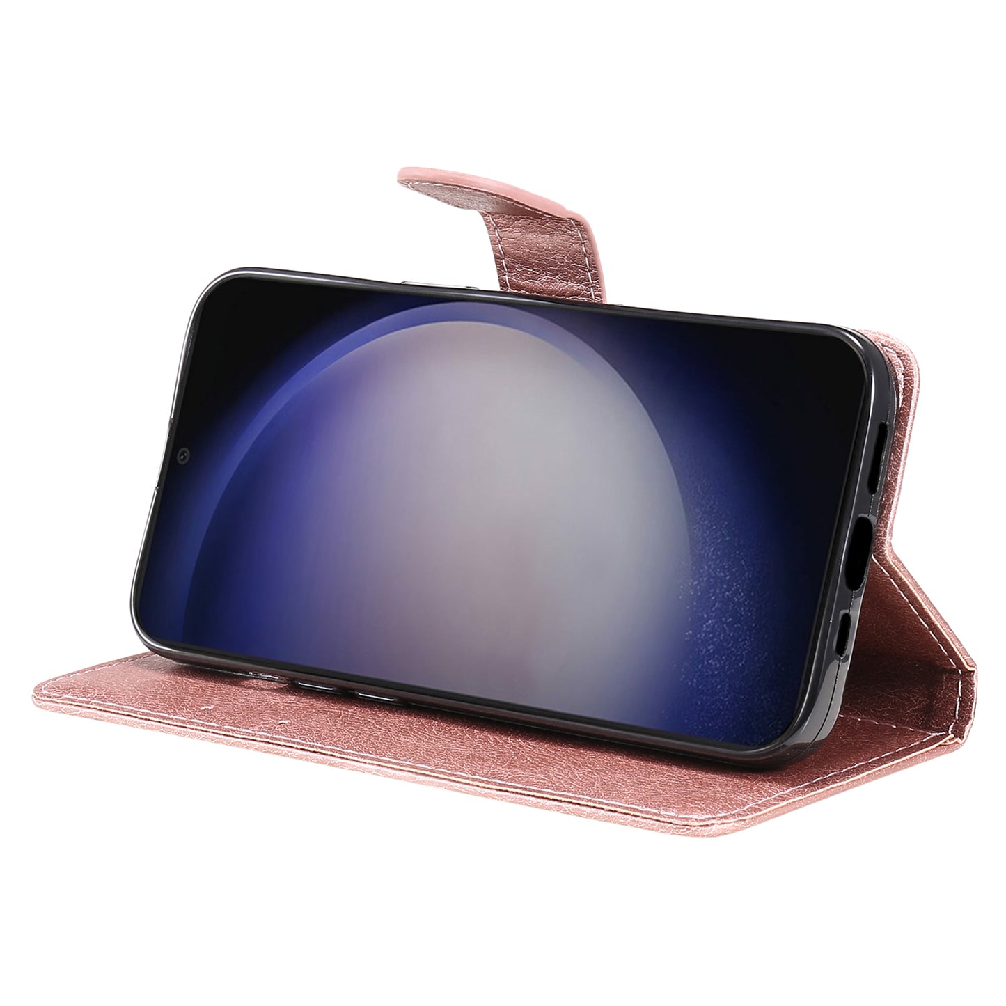 KT Leather Series-2 For Samsung Galaxy S24+ Case Solid Color Leather Phone Wallet Cover - Rose Gold