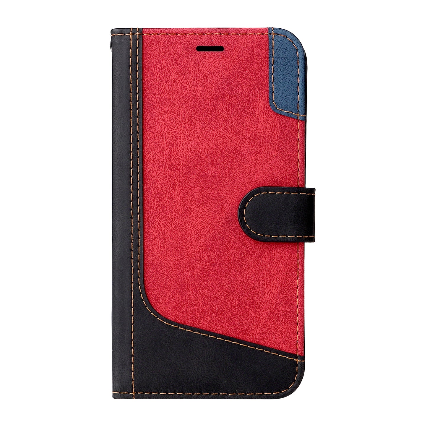 For Samsung Galaxy S24+ Case Three-color Splicing Wallet Phone Cover with Strap - Black