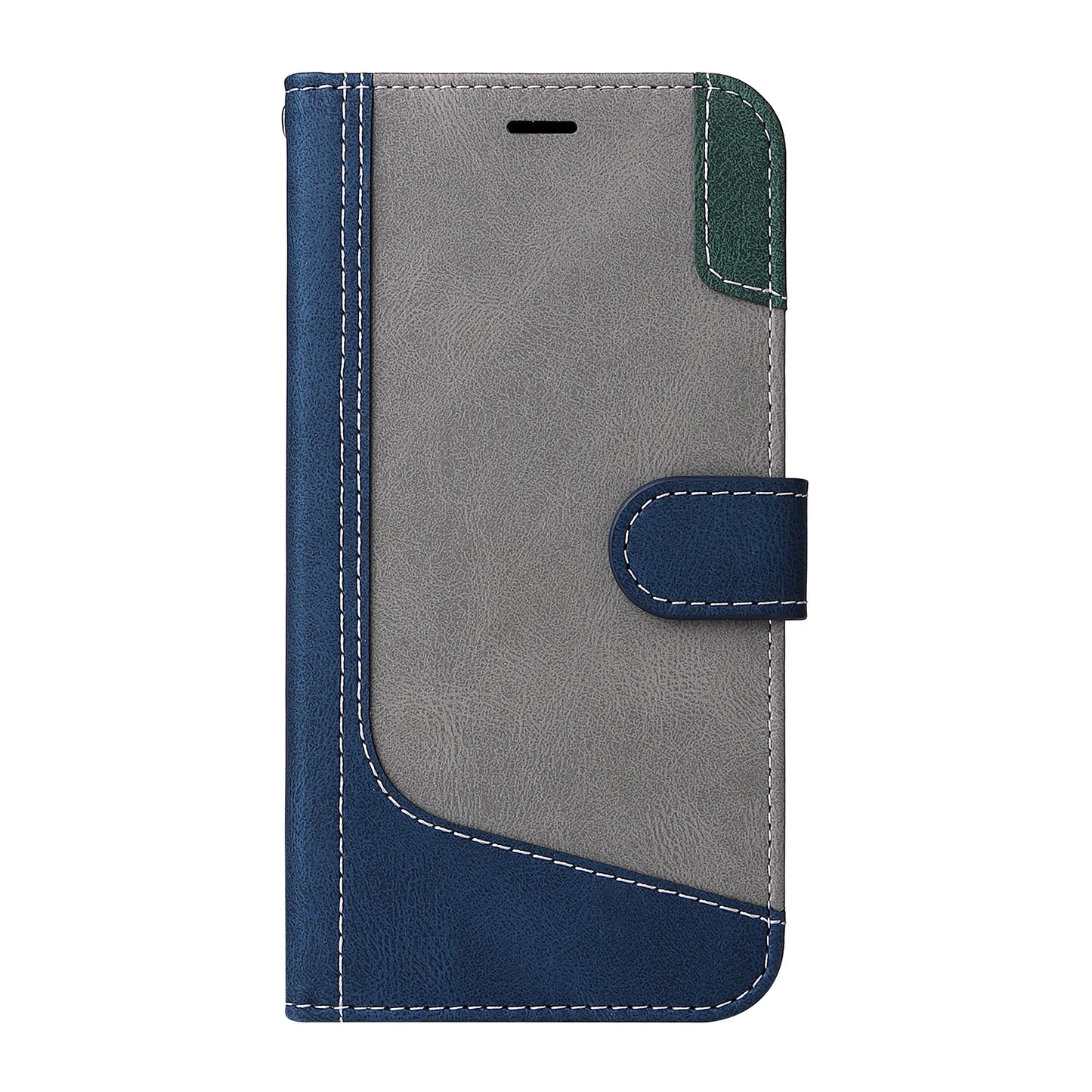 For Samsung Galaxy S24+ Case Three-color Splicing Wallet Phone Cover with Strap - Blue