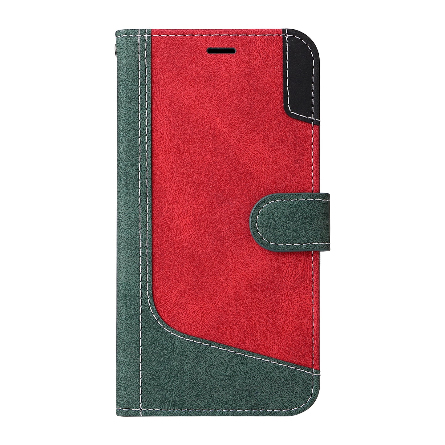 For Samsung Galaxy S24+ Case Three-color Splicing Wallet Phone Cover with Strap - Green
