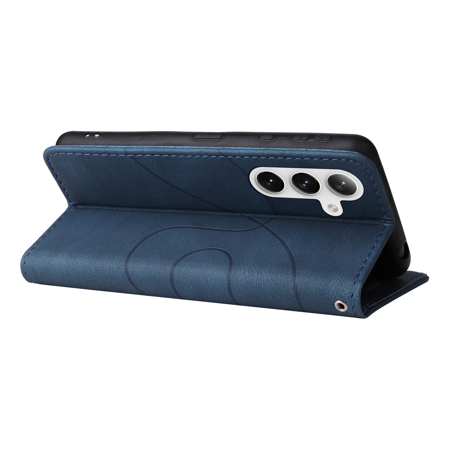 KT Leather Series-1 For Samsung Galaxy S24+ Phone Case Dual Color Spilicing Wallet Cover - Blue