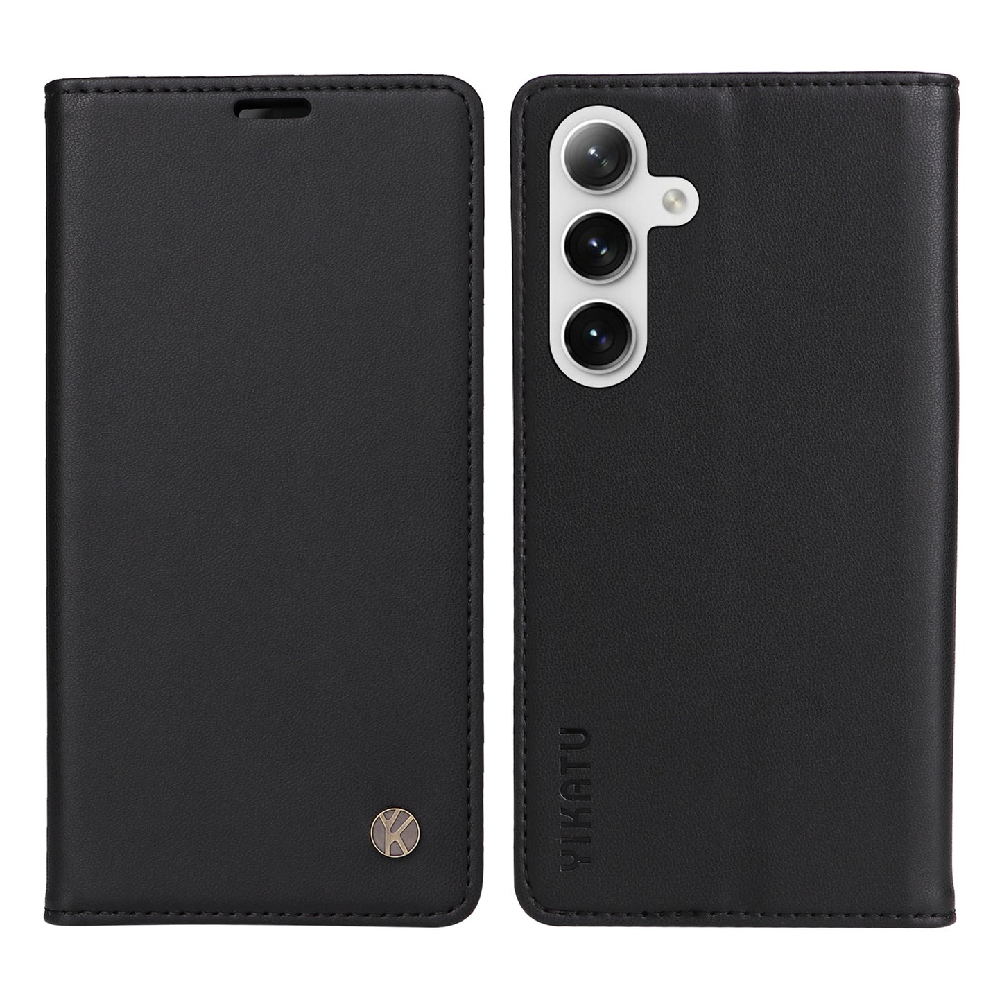 YIKATU YK-001 for Samsung Galaxy S24 Case PU Leather Magnetic Wallet Phone Cover - Black