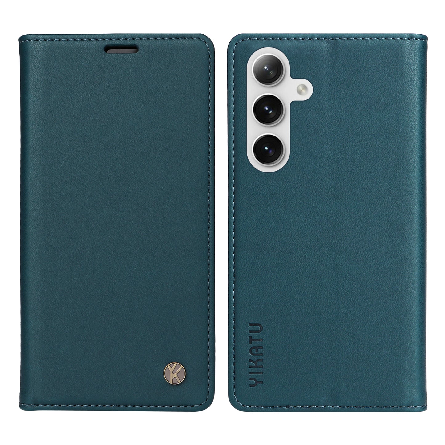 YIKATU YK-001 for Samsung Galaxy S24 Case PU Leather Magnetic Wallet Phone Cover - Green