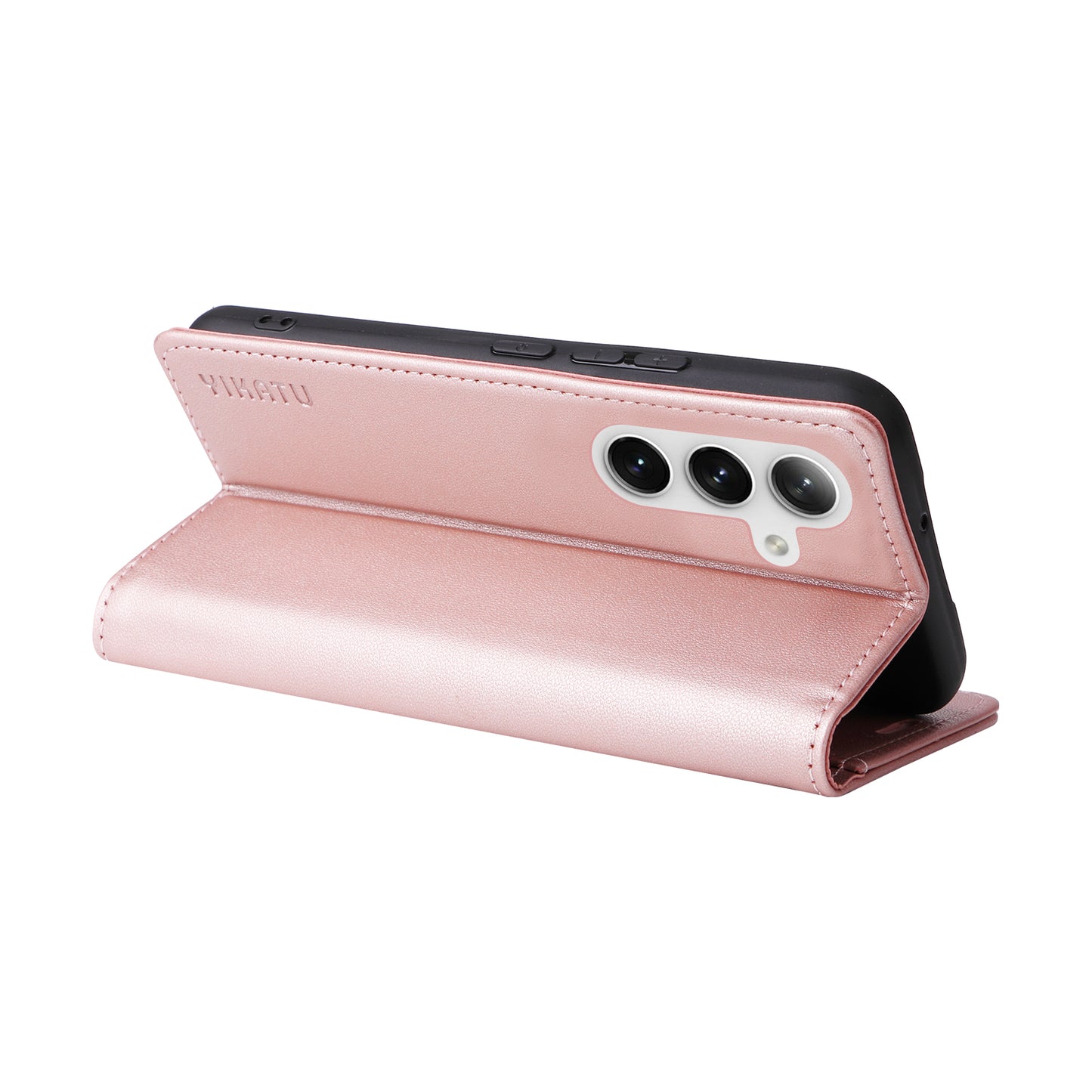 YIKATU YK-001 for Samsung Galaxy S24 Case PU Leather Magnetic Wallet Phone Cover - Rose Gold