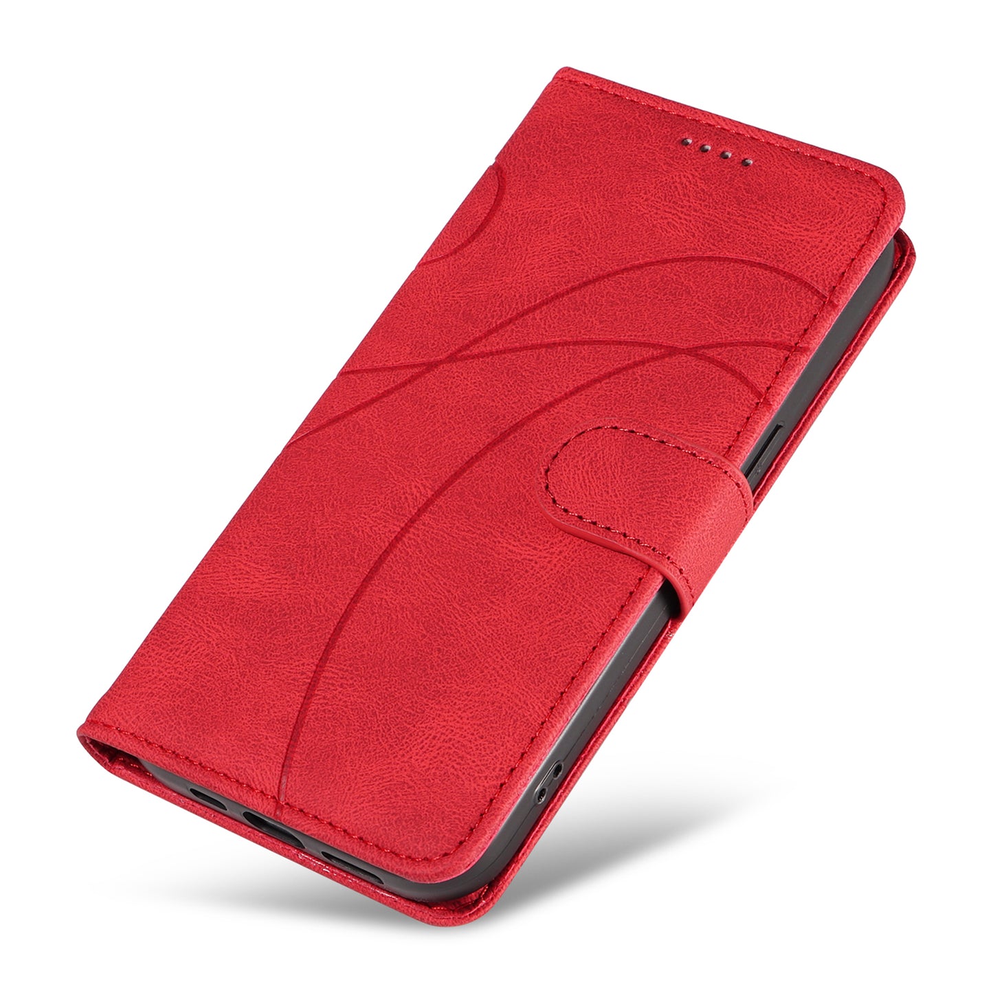 For Samsung Galaxy S24 Case PU Leather Imprinted Line Folio Phone Cover - Red