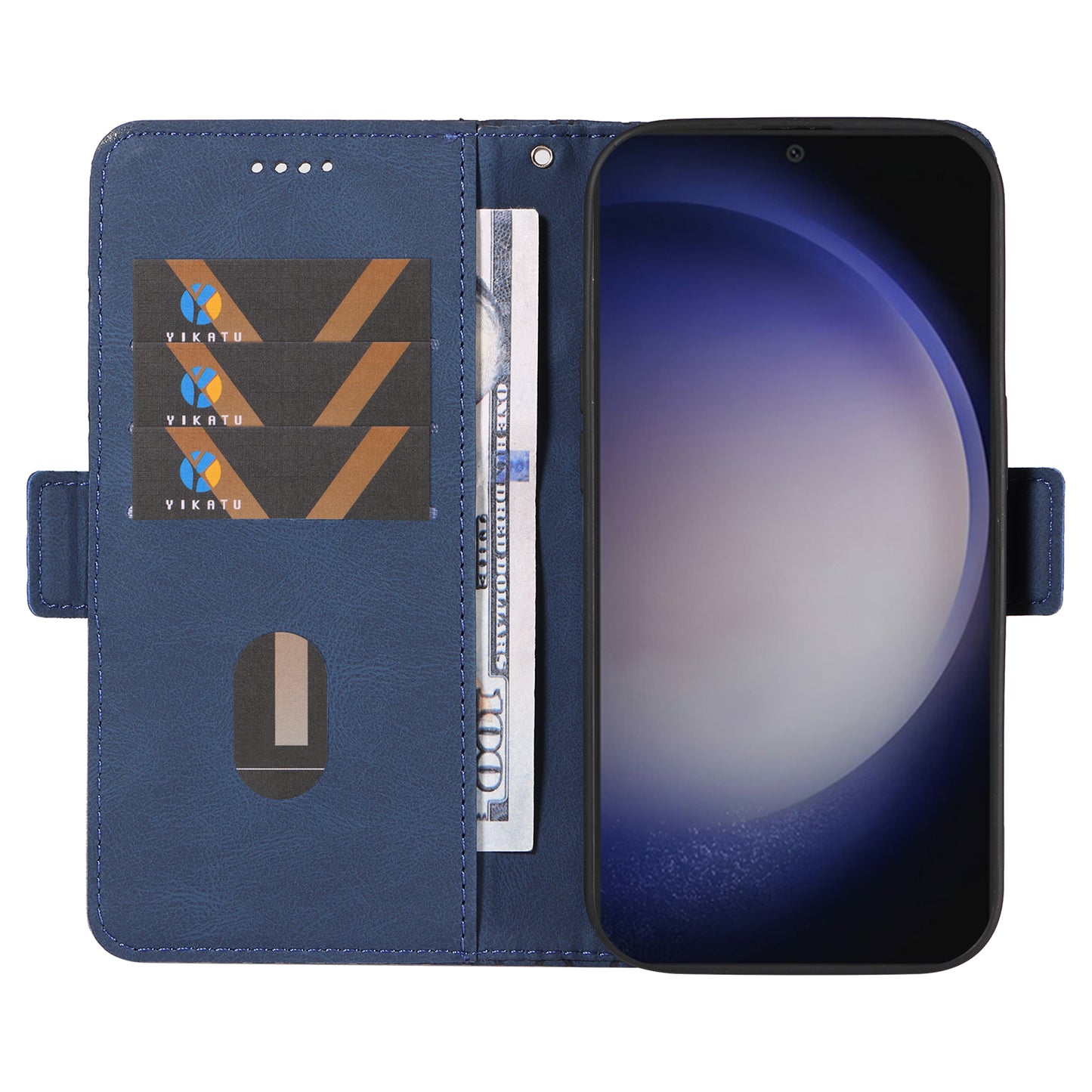 For Samsung Galaxy S24 Case Rhombus Imprinted Leather Protective Flip Phone Cover - Blue