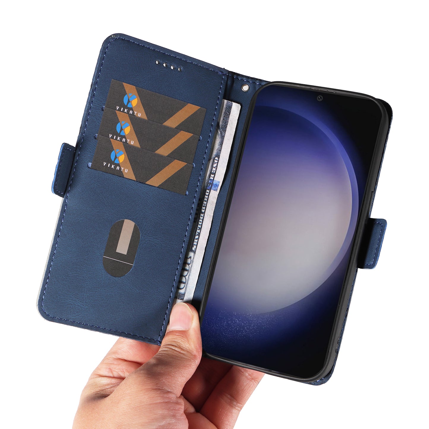 For Samsung Galaxy S24 Case Rhombus Imprinted Leather Protective Flip Phone Cover - Blue