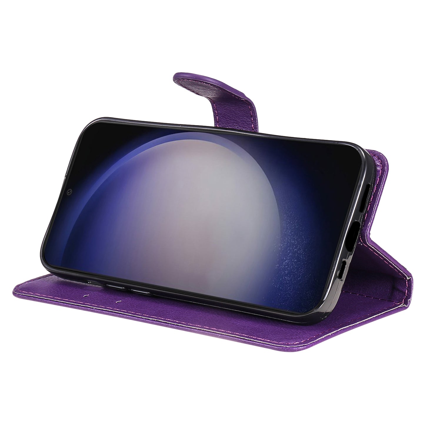 KT Leather Series-2 For Samsung Galaxy S24 Case Flip Solid Color Leather Phone Cover - Purple