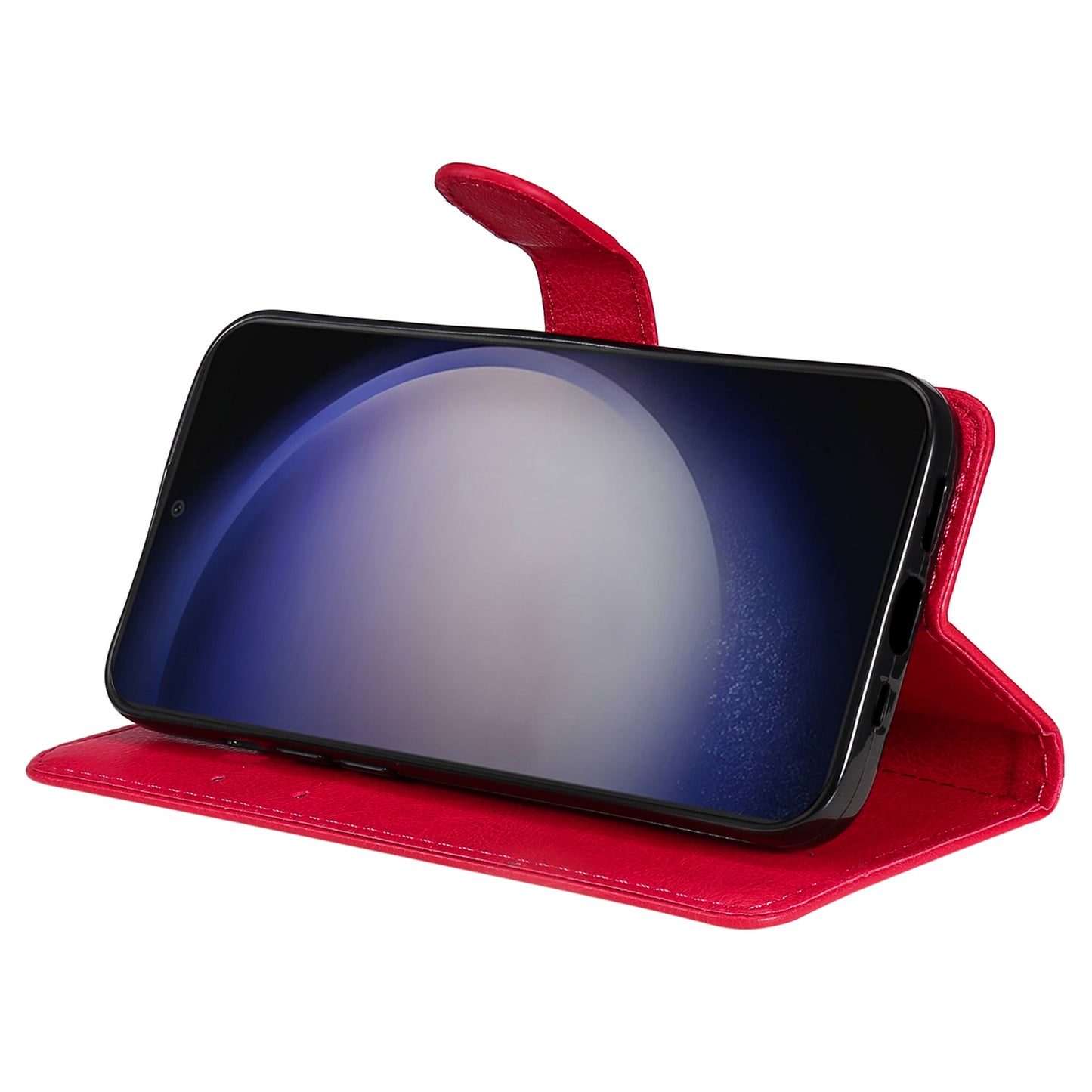 KT Leather Series-2 For Samsung Galaxy S24 Case Flip Solid Color Leather Phone Cover - Red