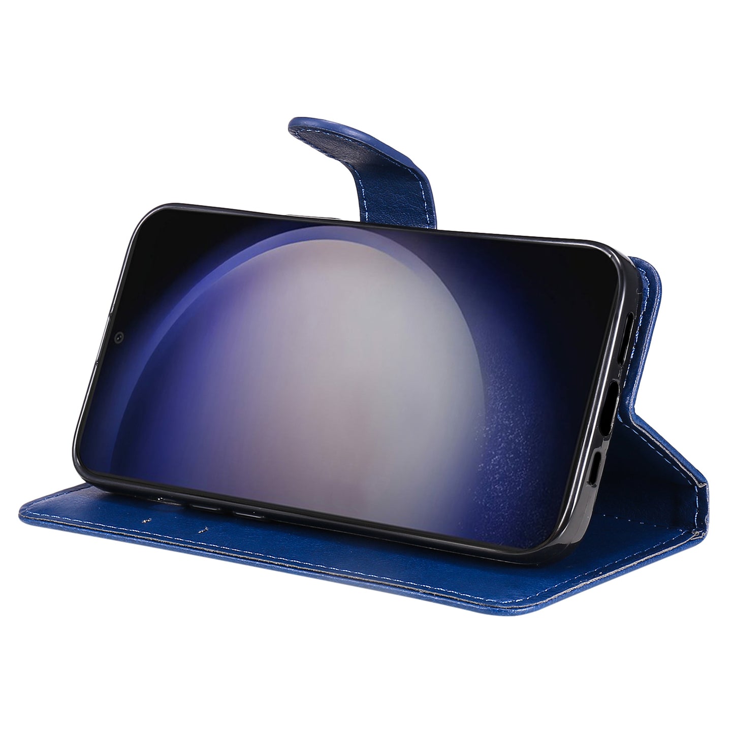 KT Leather Series-2 For Samsung Galaxy S24 Case Flip Solid Color Leather Phone Cover - Blue