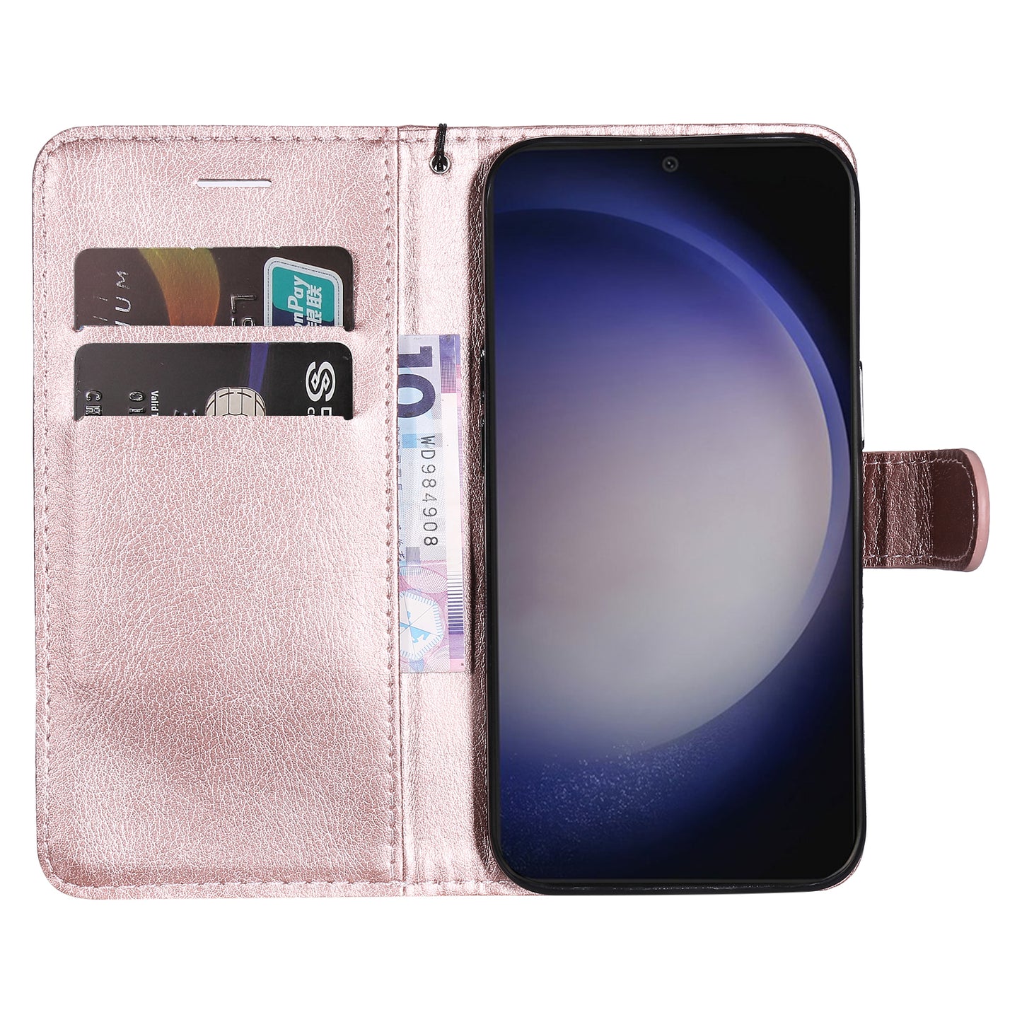 KT Leather Series-2 For Samsung Galaxy S24 Case Flip Solid Color Leather Phone Cover - Rose Gold