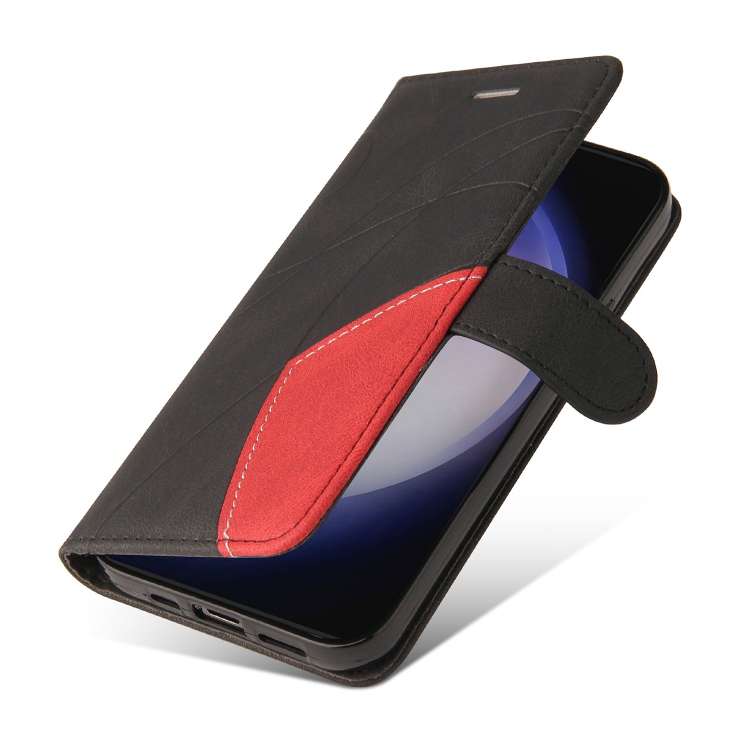 KT Leather Series-1 For Samsung Galaxy S24 Case Wallet PU Leather Splicing Phone Cover - Black