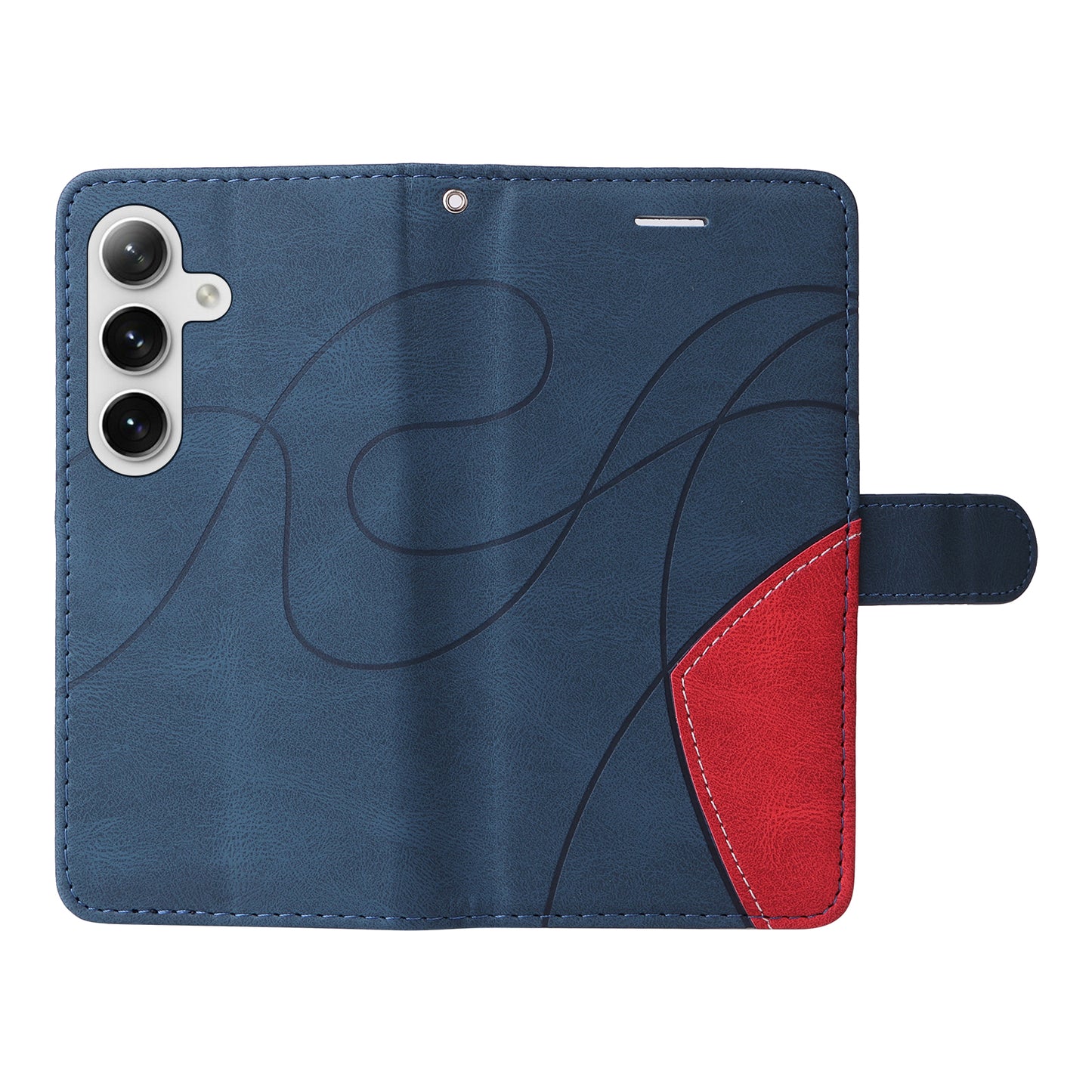 KT Leather Series-1 For Samsung Galaxy S24 Case Wallet PU Leather Splicing Phone Cover - Blue