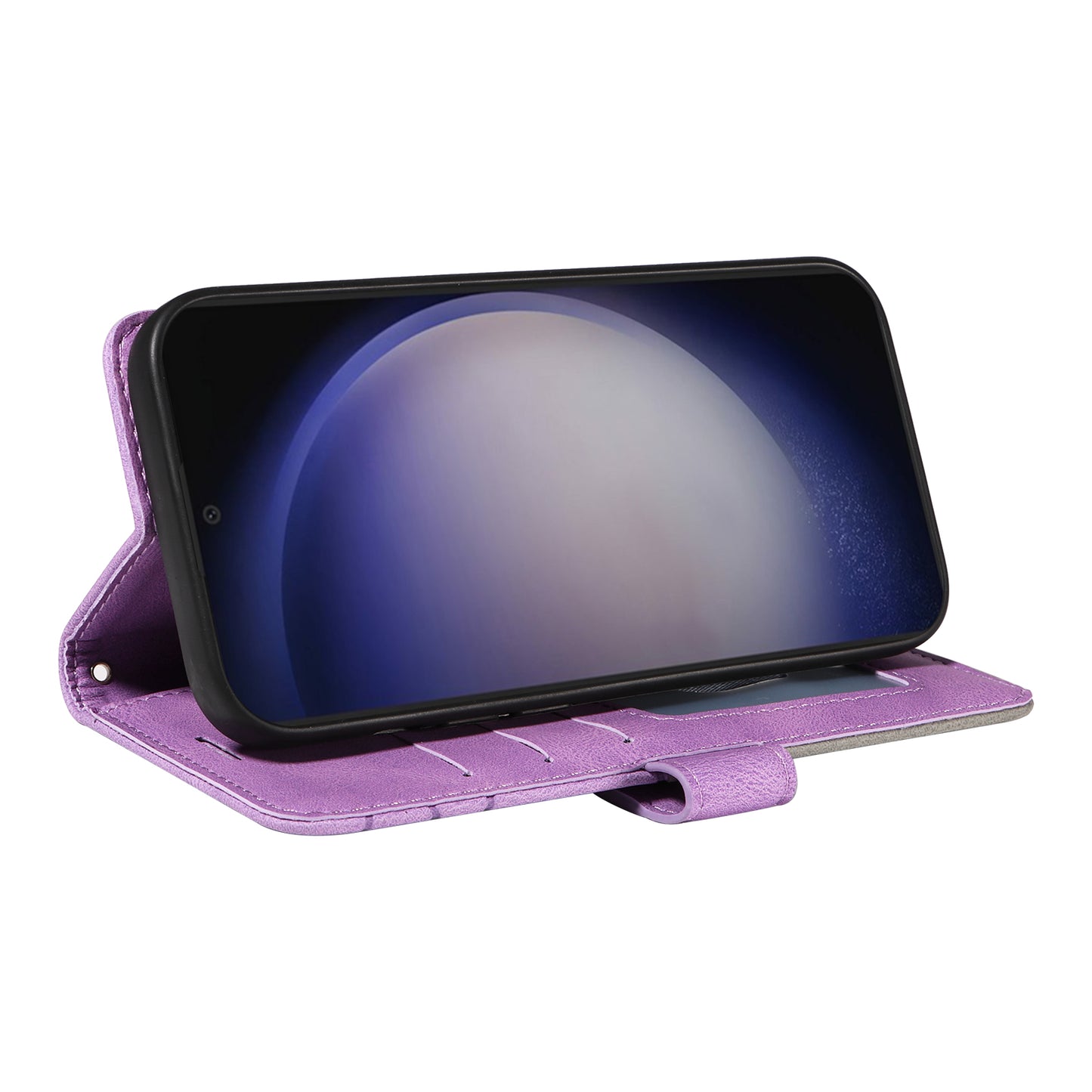 KT Leather Series-1 For Samsung Galaxy S24 Case Wallet PU Leather Splicing Phone Cover - Light Purple